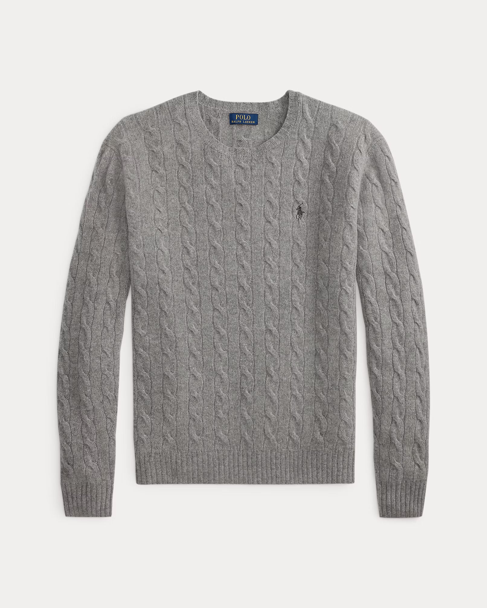 Polo Ralph Lauren Maglia In Lana E Cashmere A Trecce Grigia