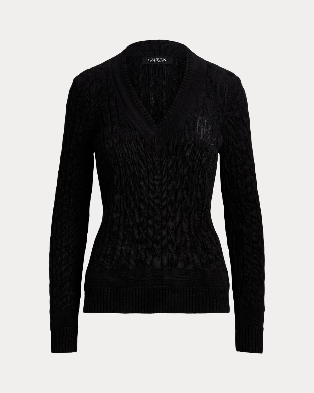 Lauren Ralph Lauren Maglia A Trecce Scollo V Nera
