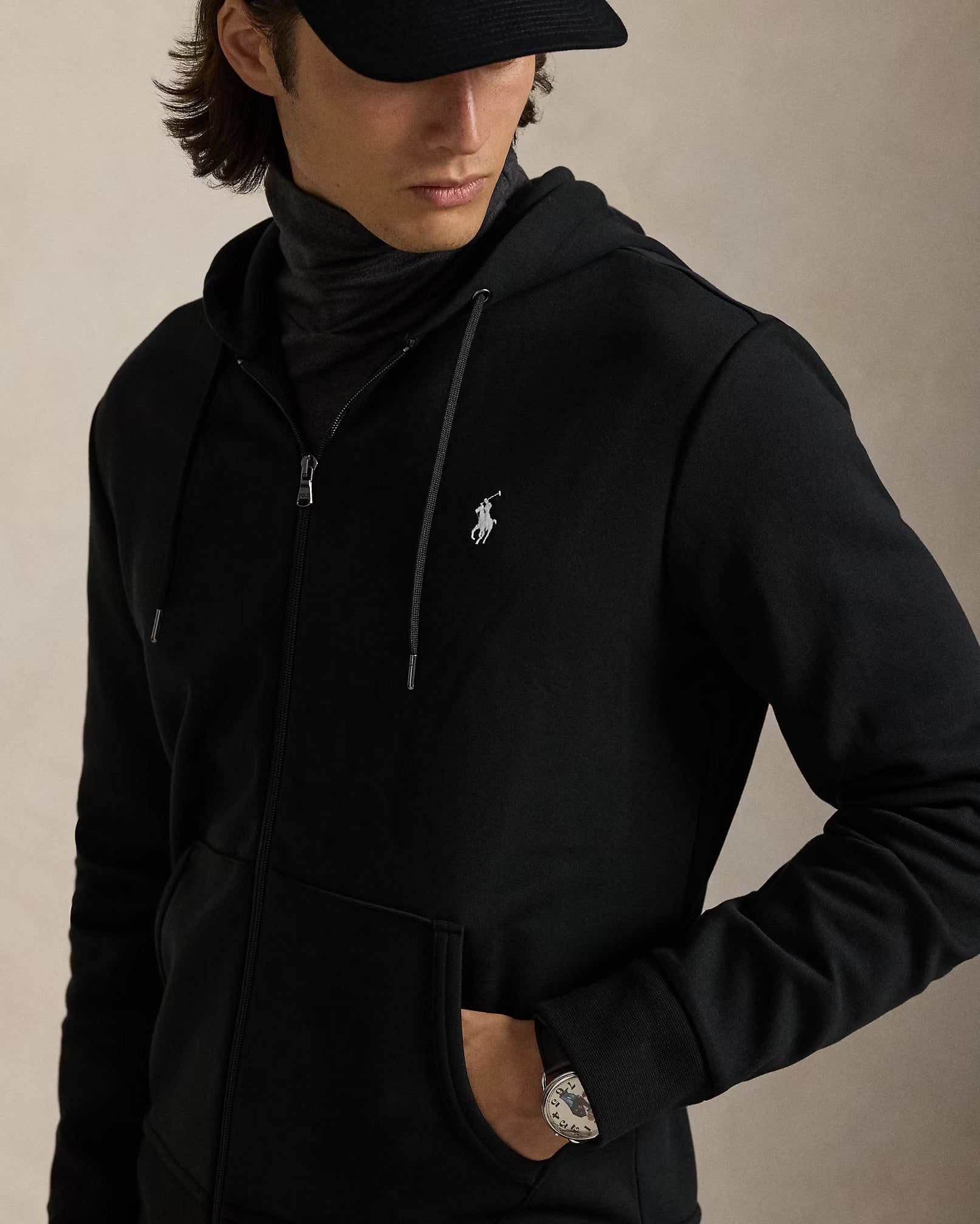 Polo Ralph Lauren Felpa Full Zip Con Cappuccio Nera