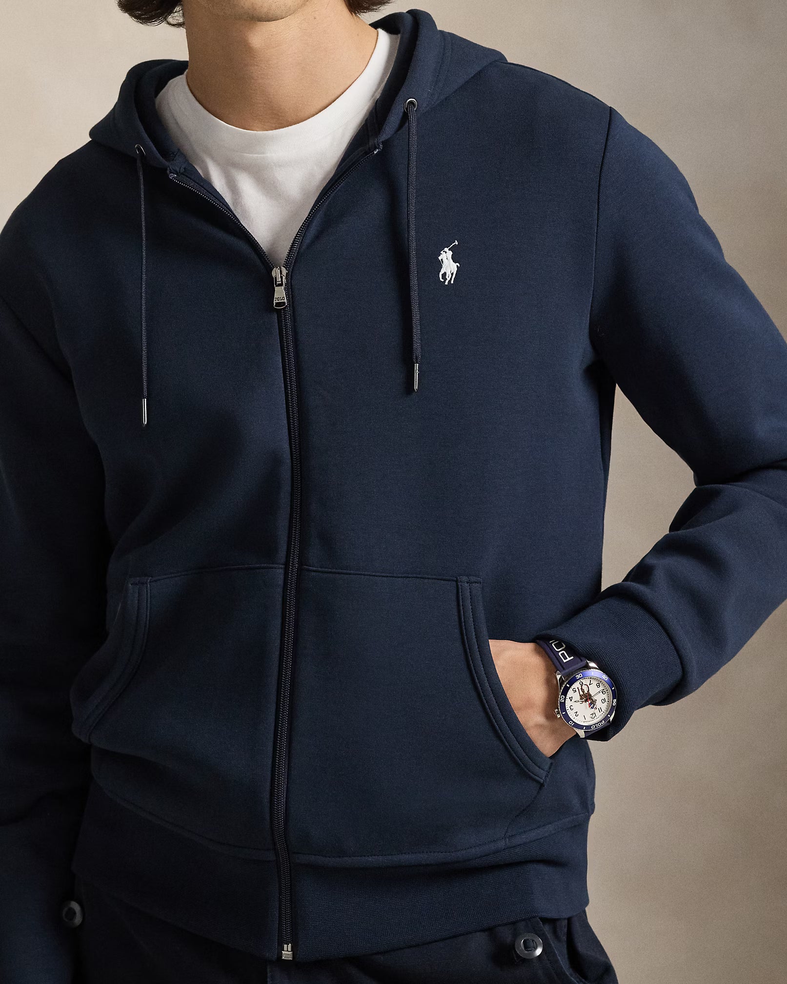 Polo Ralph Lauren Felpa Full Zip Con Cappuccio Navy