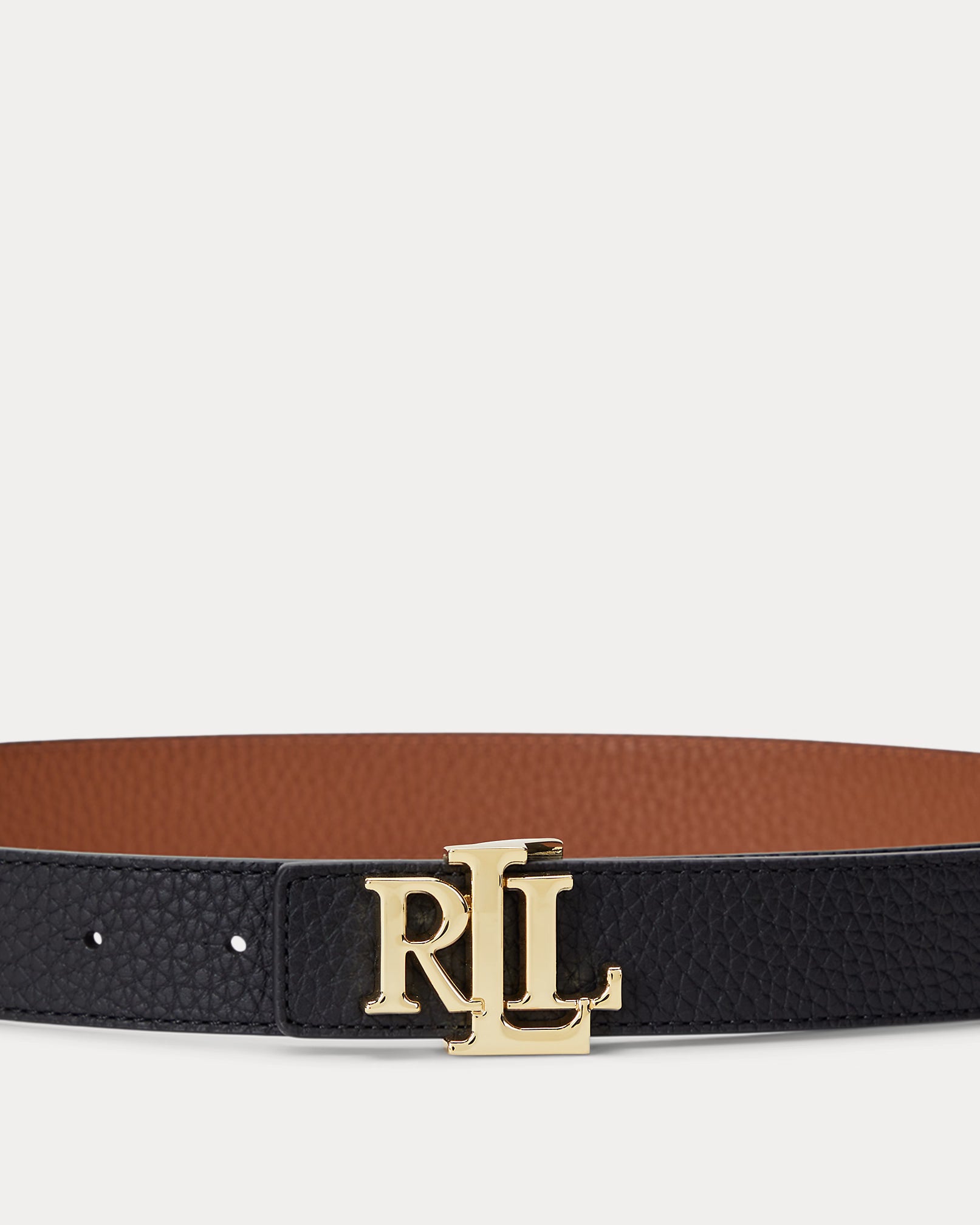 Lauren Ralph Lauren Cintura Fine In Pelle Martellata Reversibile Nero Cuoio