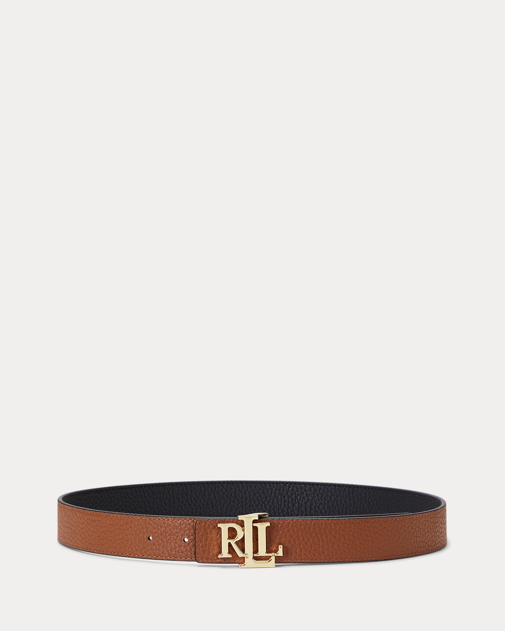 Lauren Ralph Lauren Cintura Fine In Pelle Martellata Reversibile Nero Cuoio