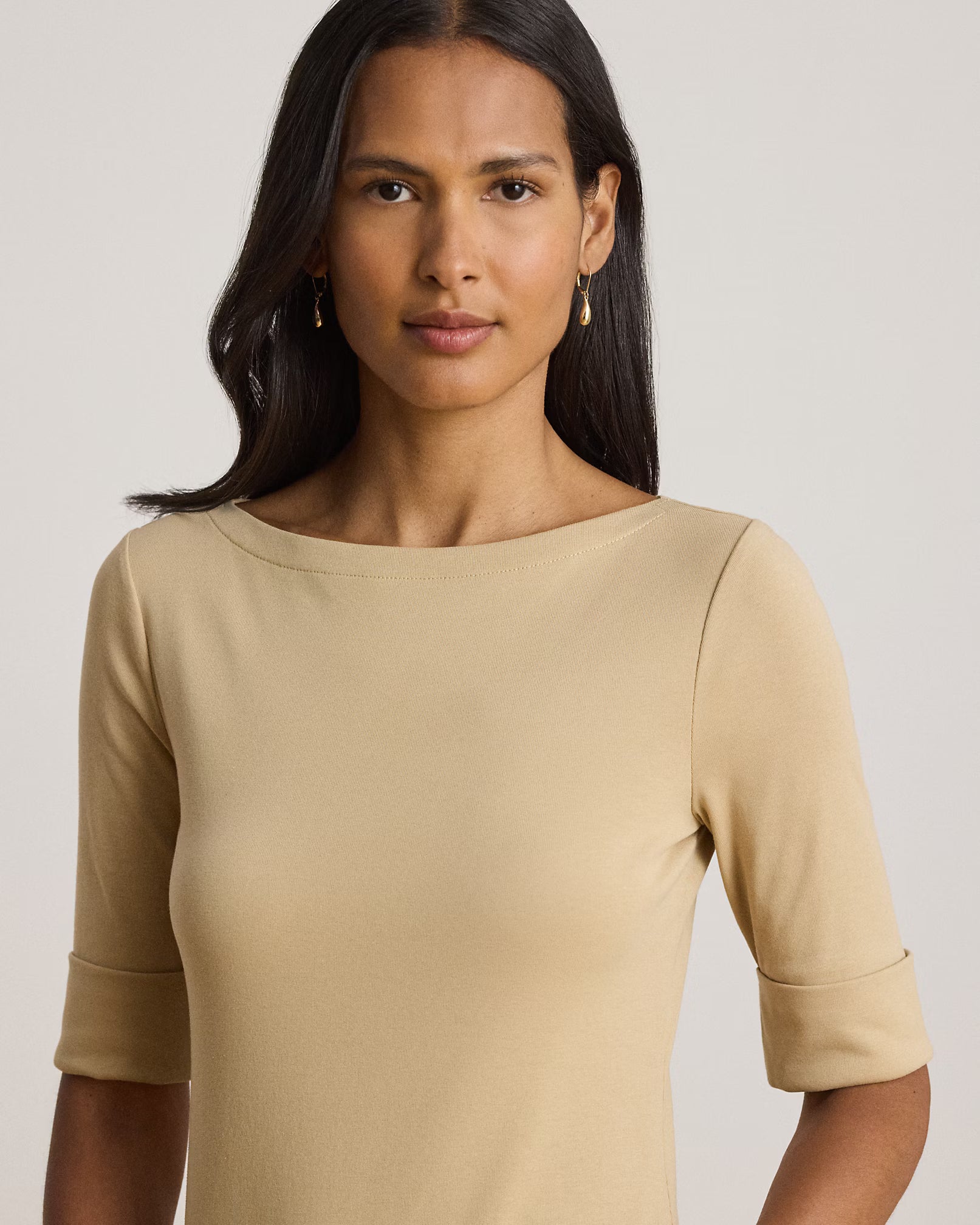 Lauren Ralph Lauren Maglietta Con Scollo A Barchetta Beige