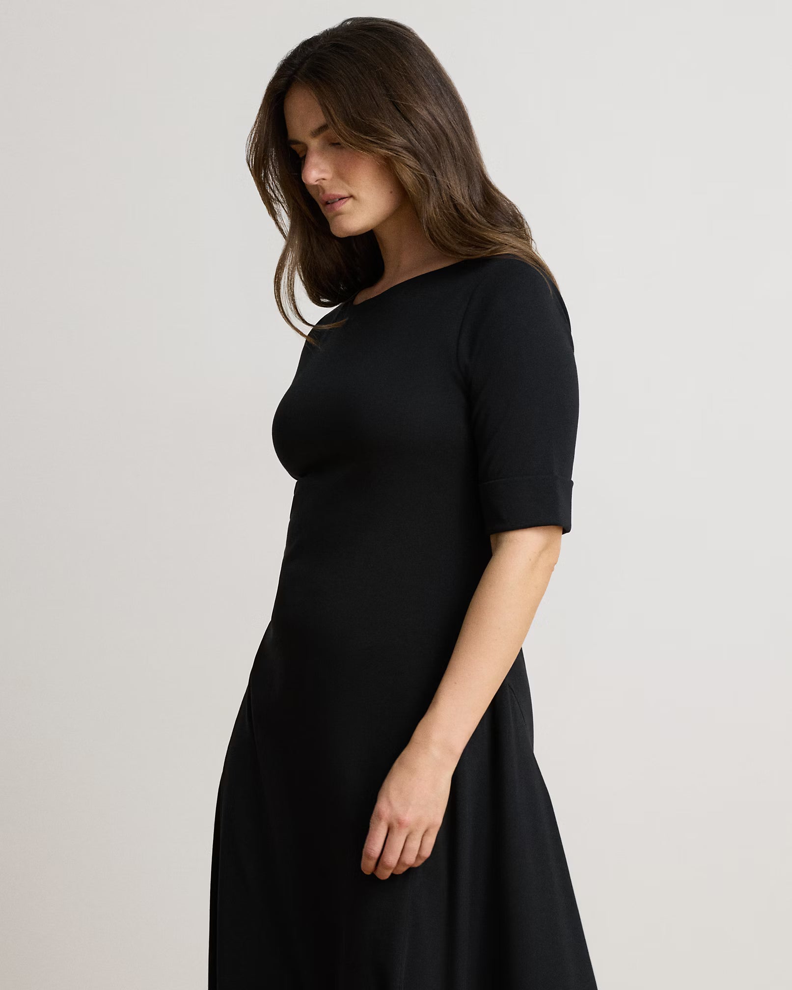 Lauren Ralph Lauren Abito In Cotone A Coste Stretch Nero