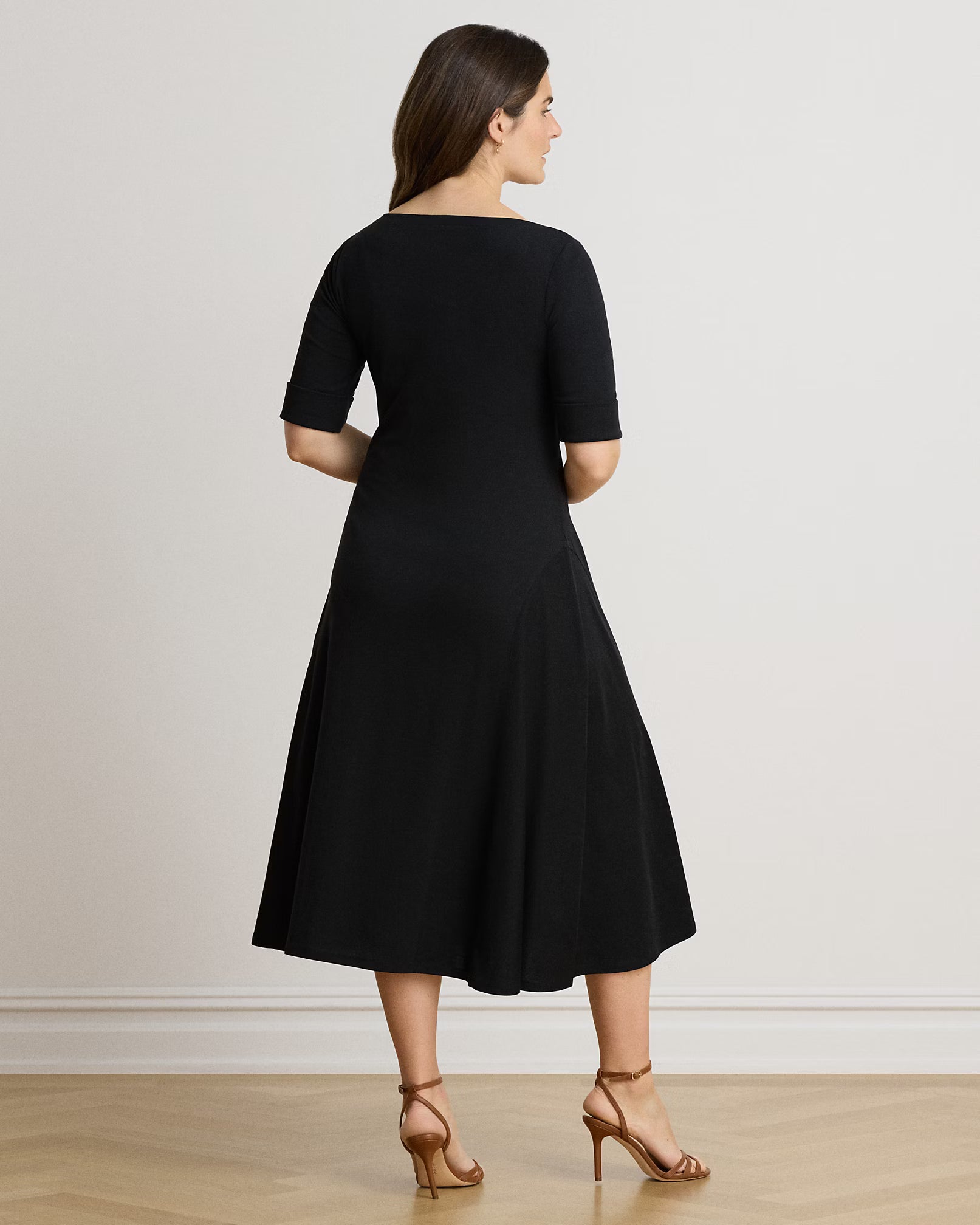 Lauren Ralph Lauren Abito In Cotone A Coste Stretch Nero