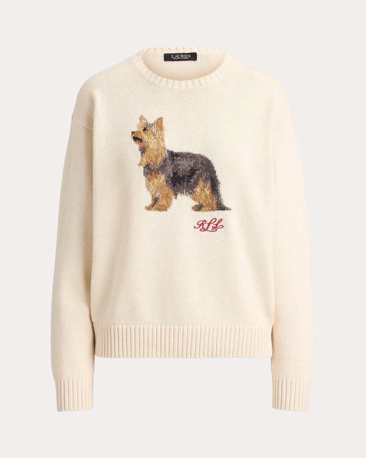 Lauren Ralph Lauren Maglia A Intarsi Yorkshire Terrier Panna