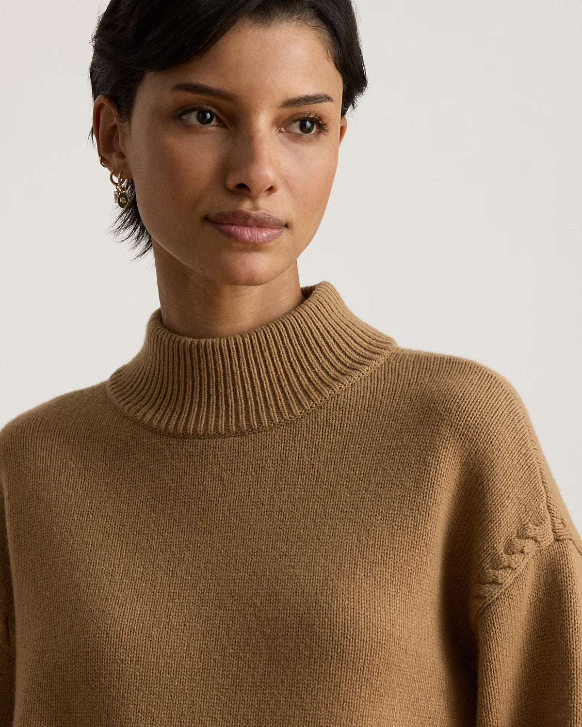 Lauren Ralph Lauren Maglia Lupetto In Misto Lana Cammello
