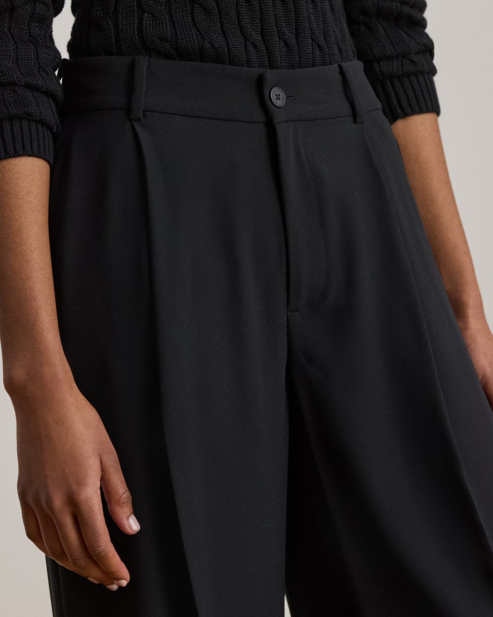 Lauren Ralph Lauren Pantaloni A Gamba Larga In Georgette Neri