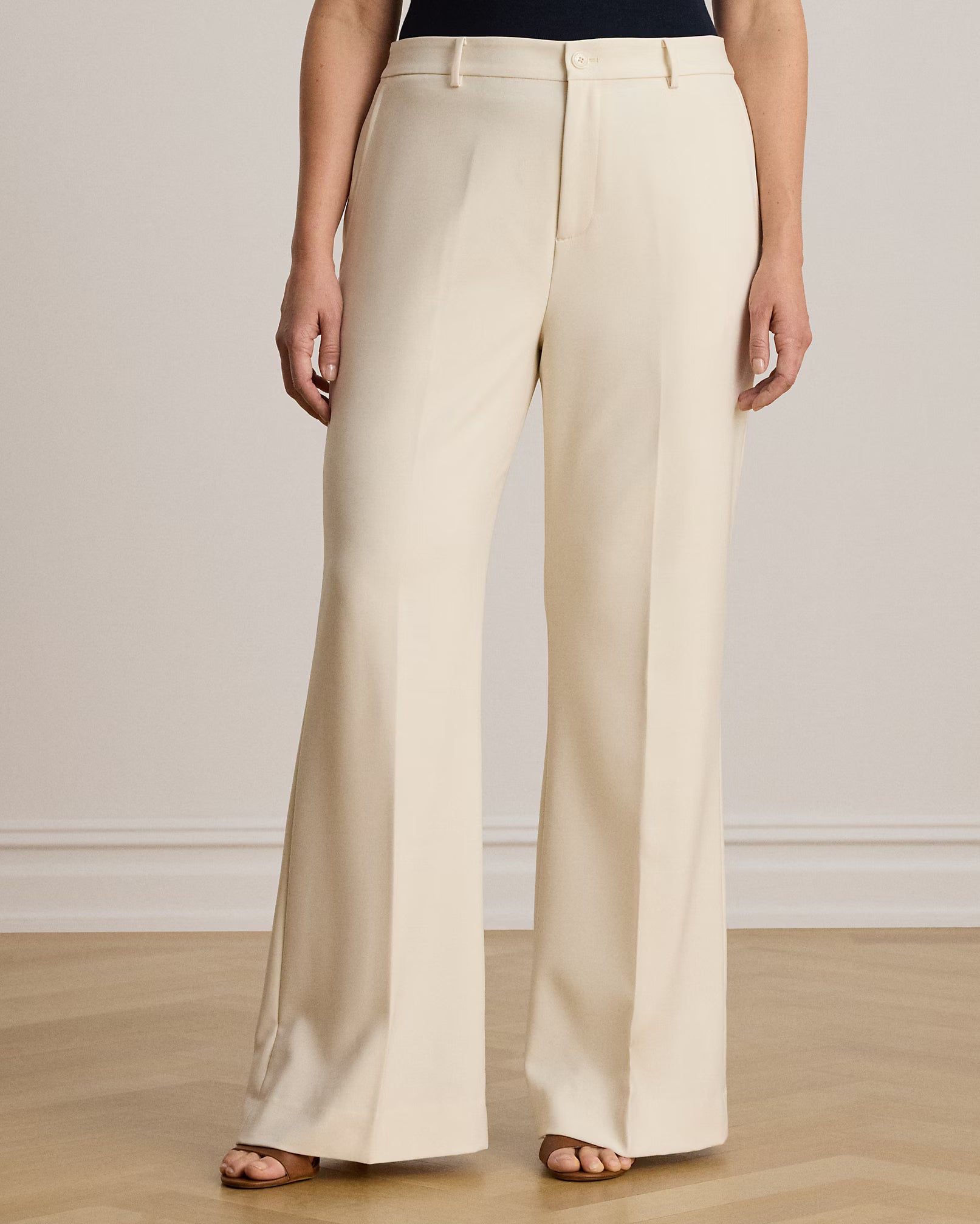 Lauren Ralph Lauren Pantaloni Dritti In Crêpe Stretch Crema