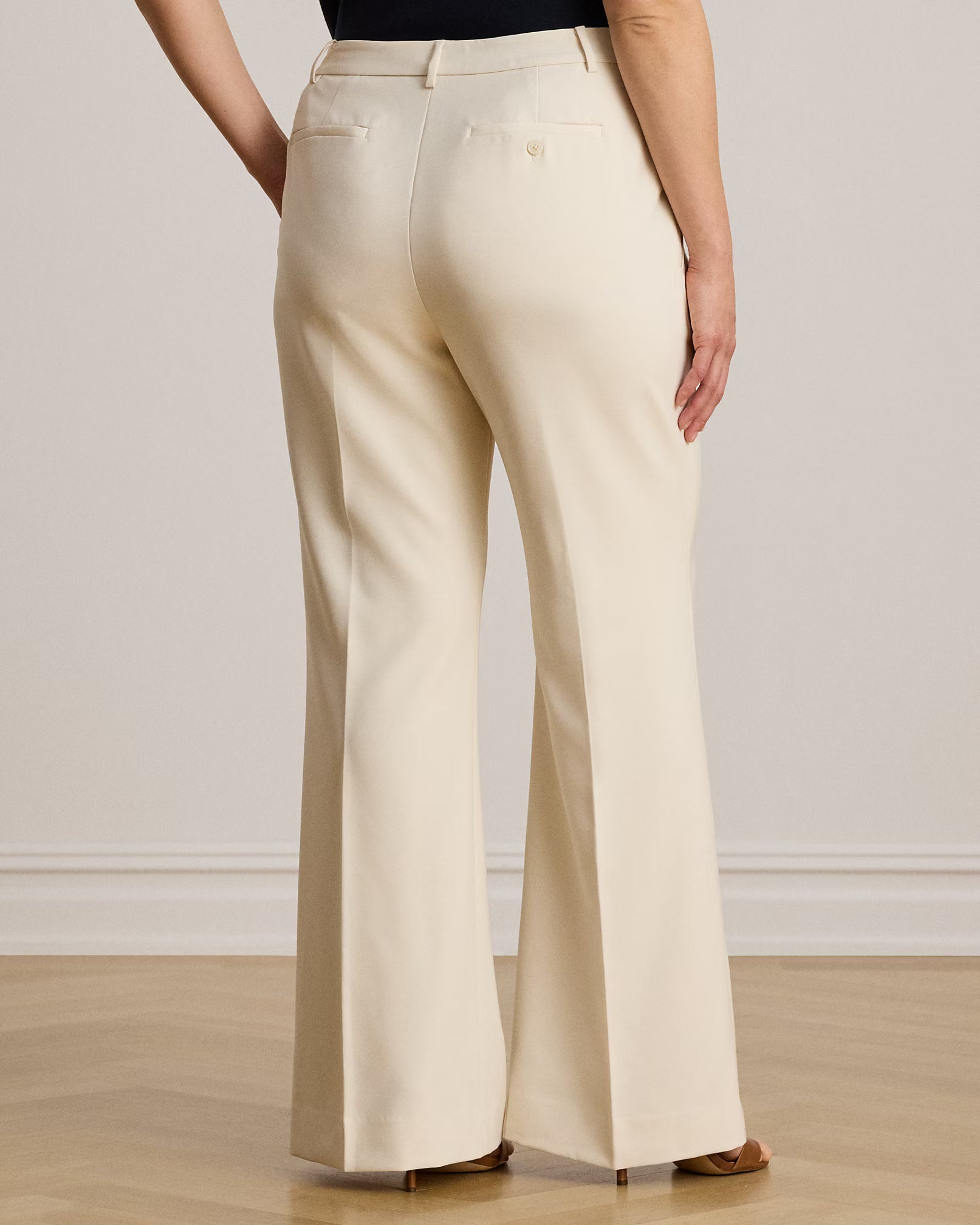 Lauren Ralph Lauren Pantaloni Dritti In Crêpe Stretch Crema