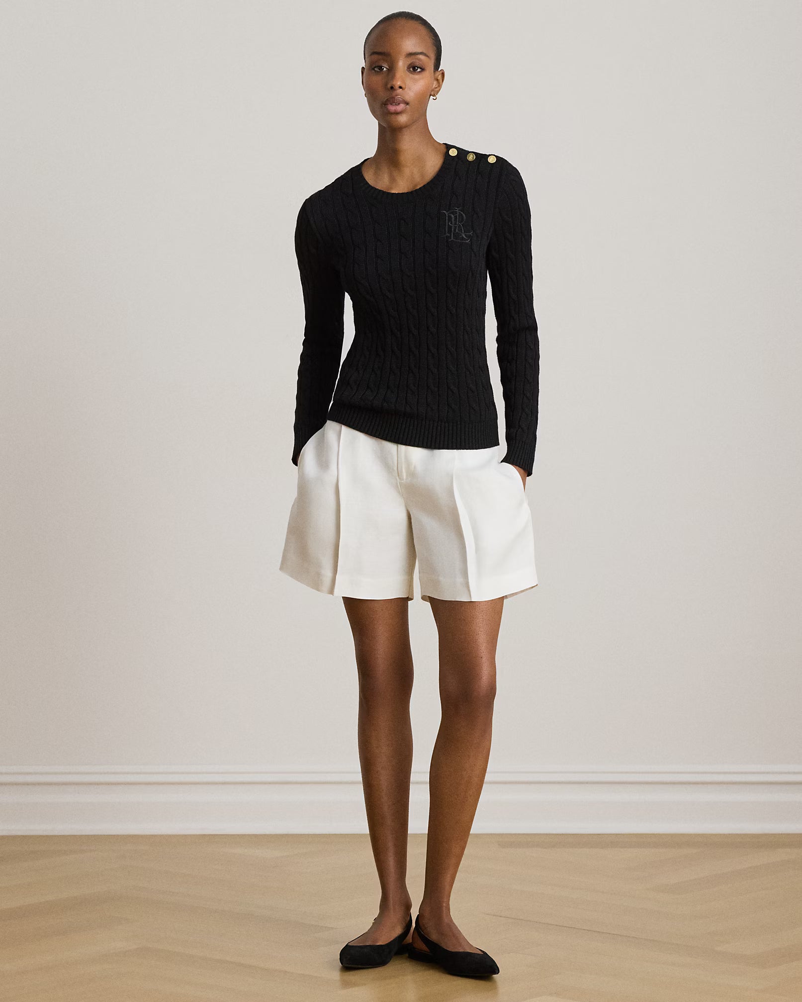 Lauren Ralph Lauren Maglia Girocollo A Trecce Nera