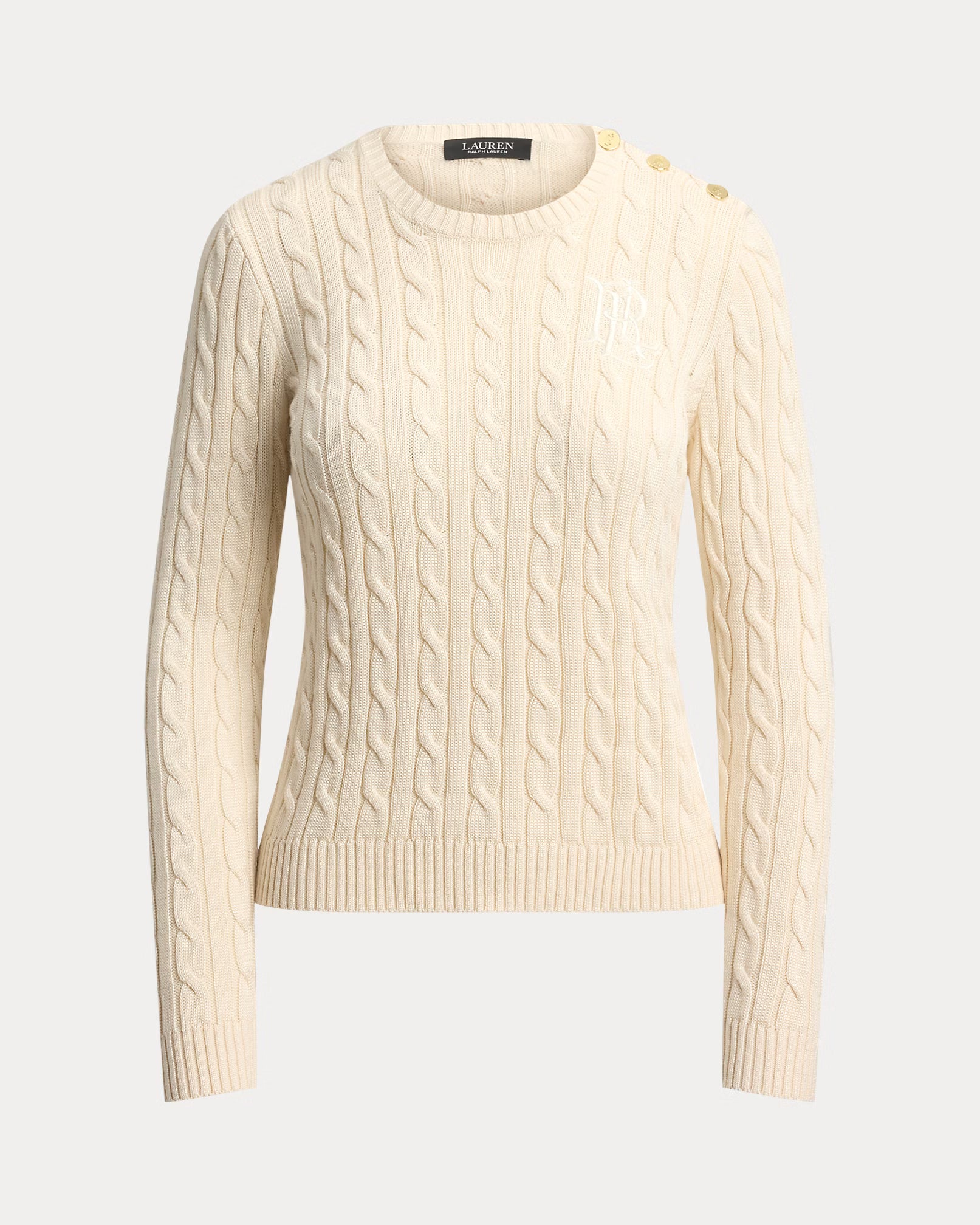 Lauren Ralph Lauren Maglia Girocollo A Trecce Crema