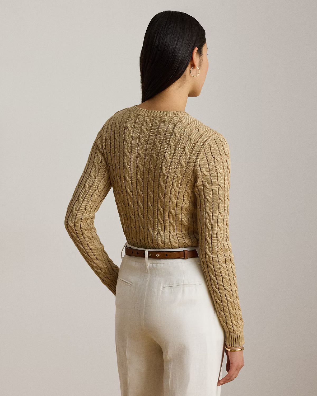 Lauren Ralph Lauren Maglia Girocollo A Trecce Cuoio Betulla