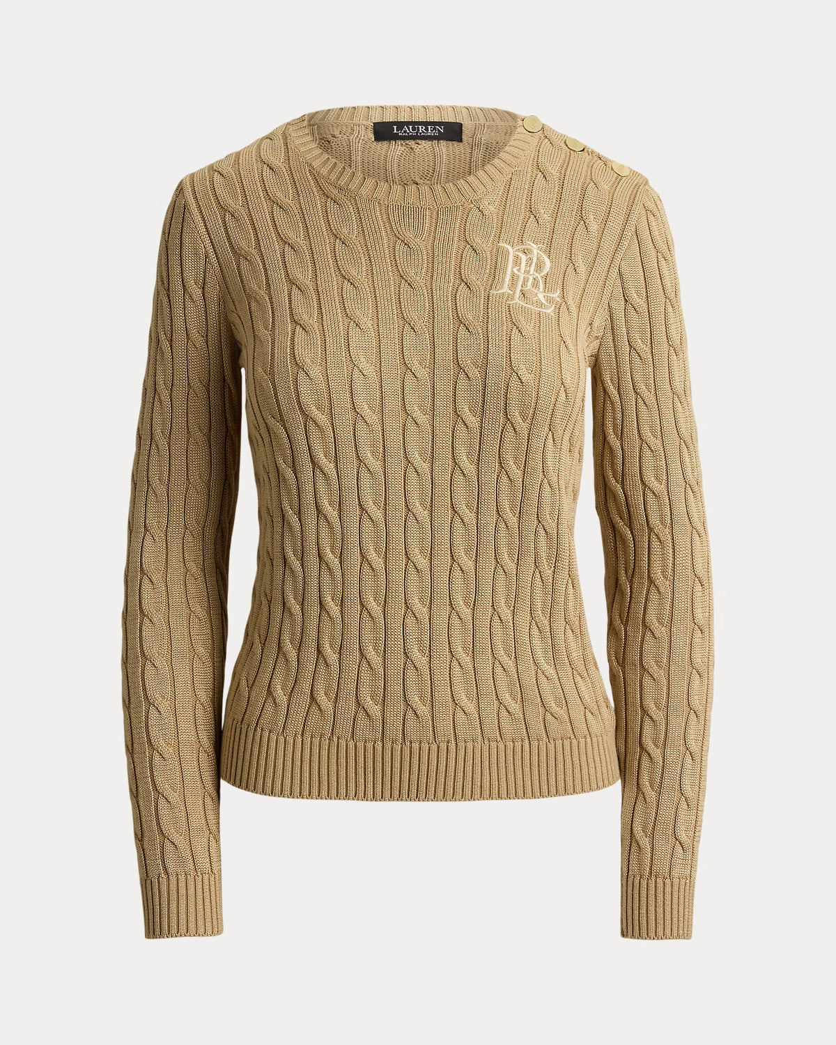 Lauren Ralph Lauren Maglia Girocollo A Trecce Cuoio Betulla