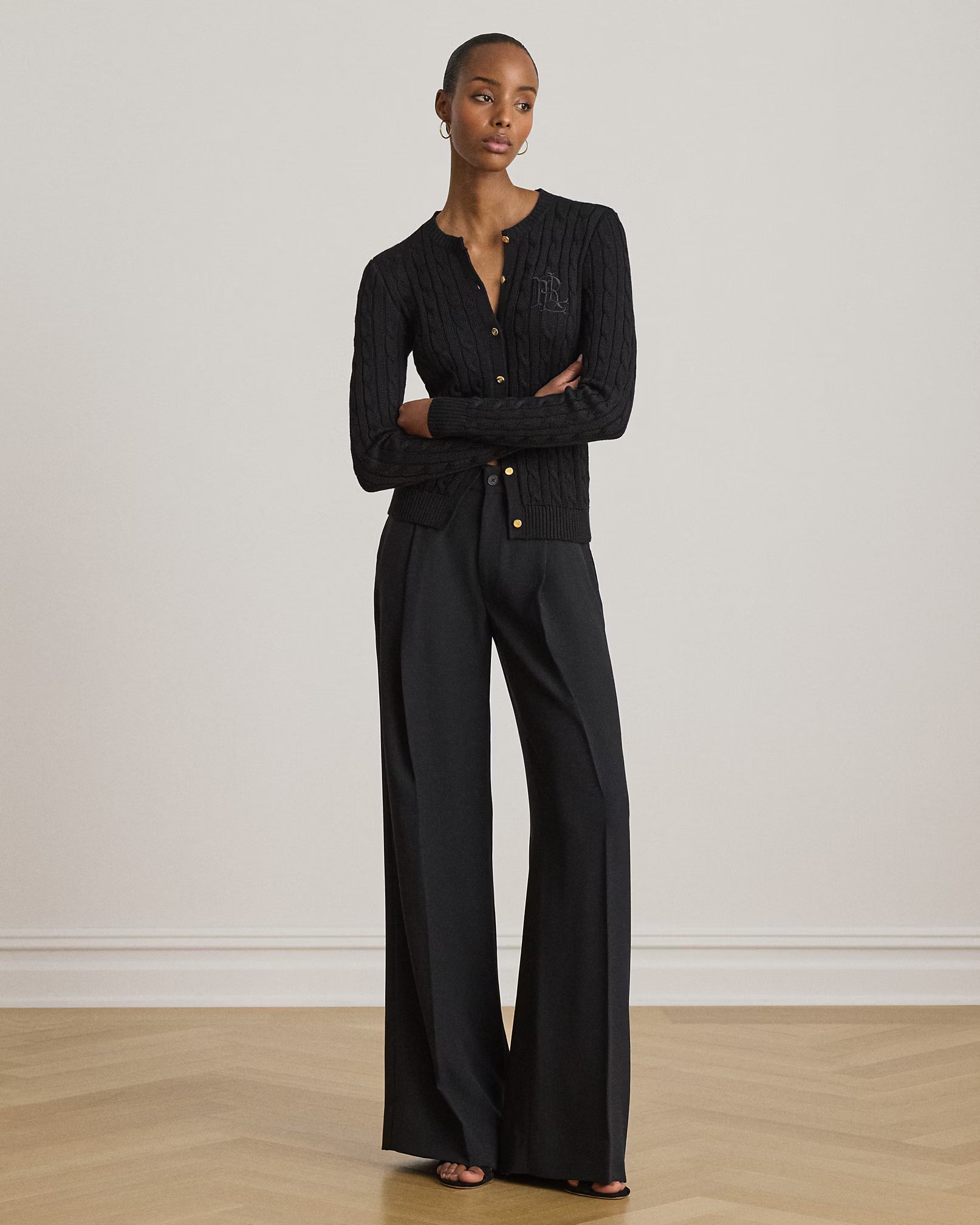 Lauren Ralph Lauren Cardigan A Trecce Nero