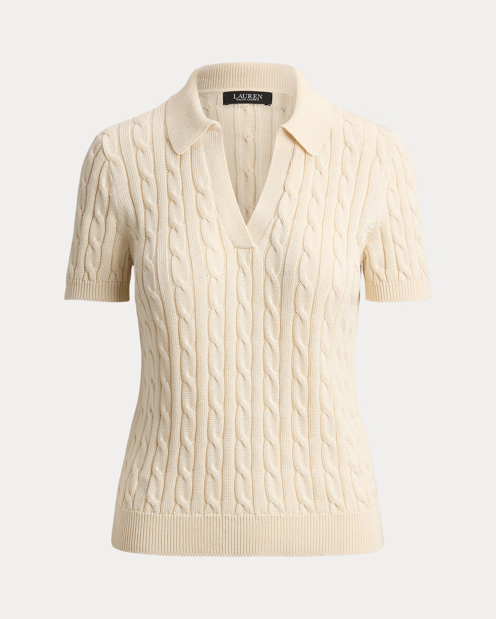 Lauren Ralph Lauren Maglia A Maniche Corte Con Trecce Panna