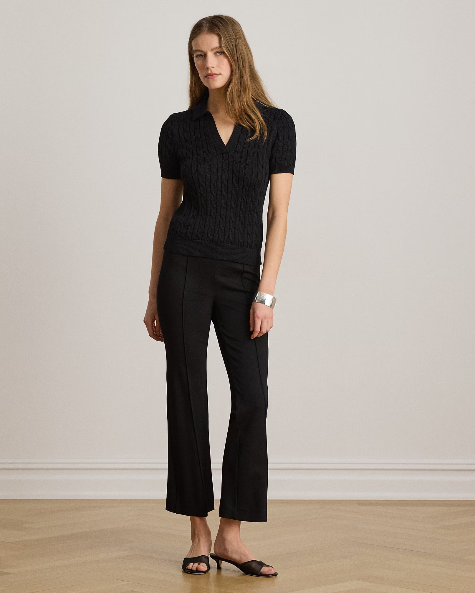 Lauren Ralph Lauren Maglia A Maniche Corte Con Trecce Nera