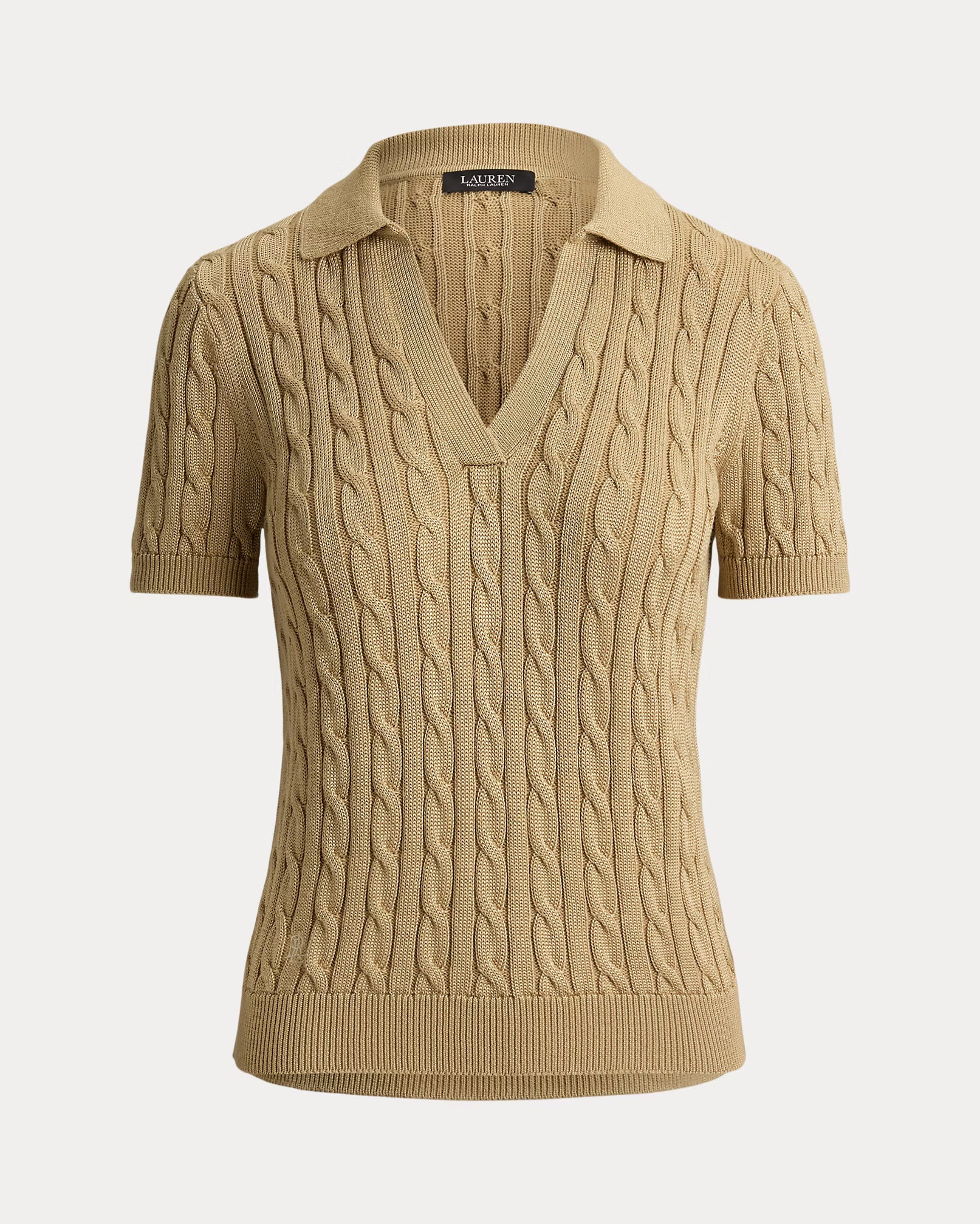 Lauren Ralph Lauren Maglia A Maniche Corte Con Trecce Beige