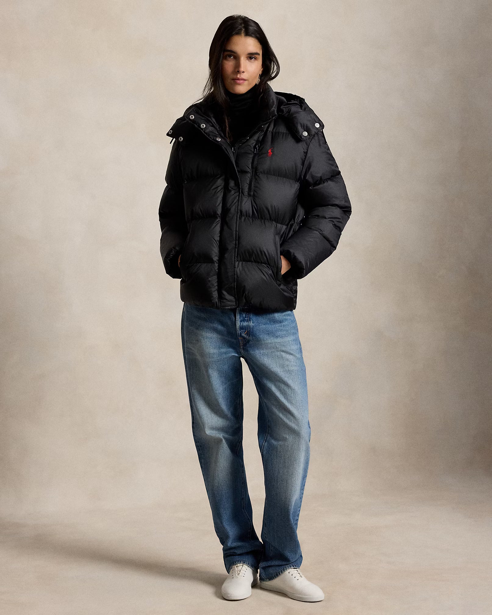 Polo Ralph Lauren Giubbotto Imbottito Medio Peso Nero