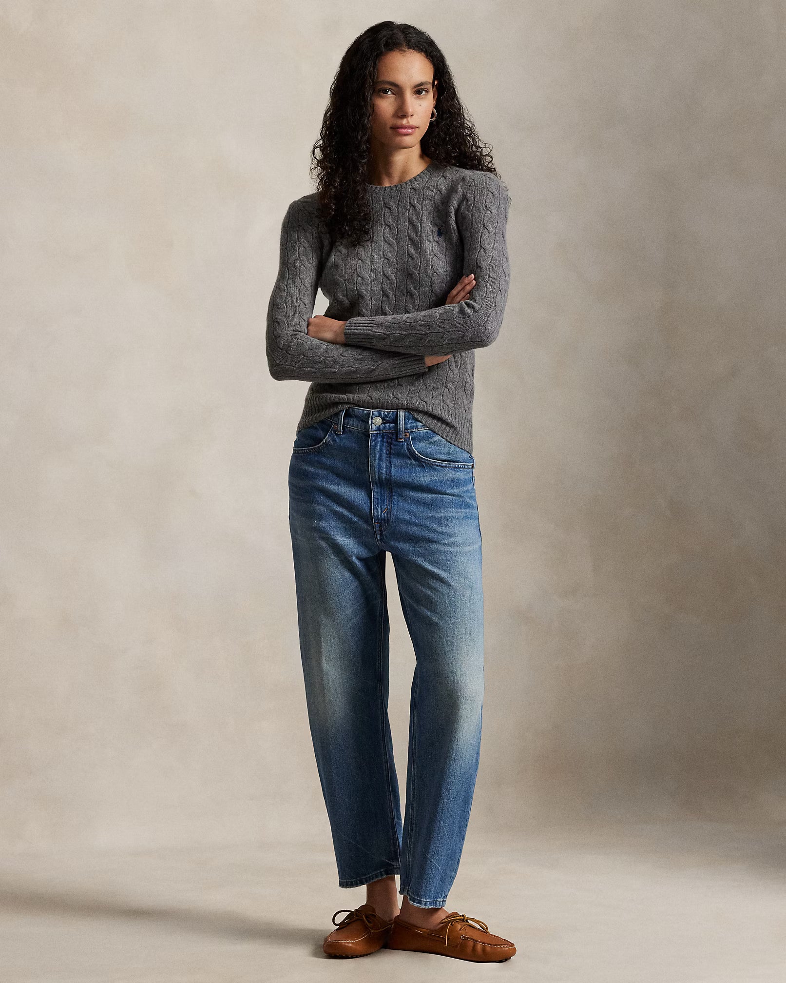 Polo Ralph Lauren Melange Grey Wool and Cashmere Crew Neck