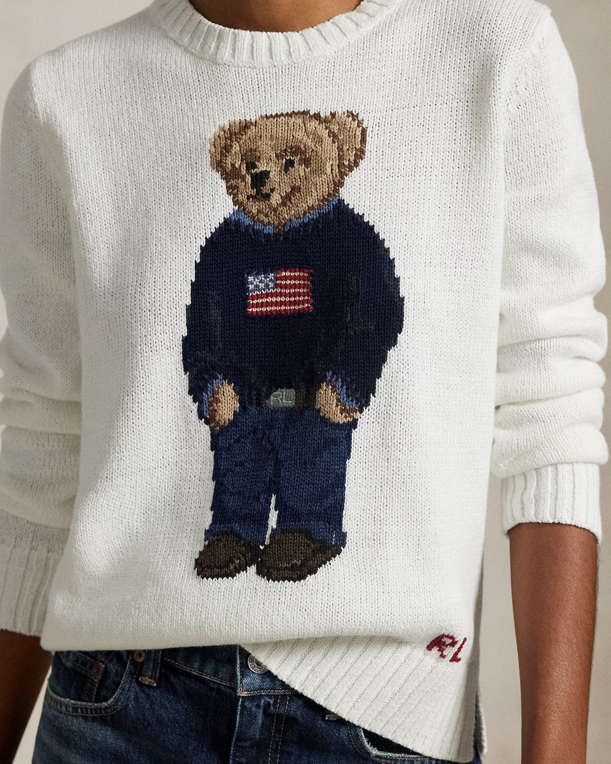 Polo Ralph Lauren Polo Bear Cotton-Linen Jumper White