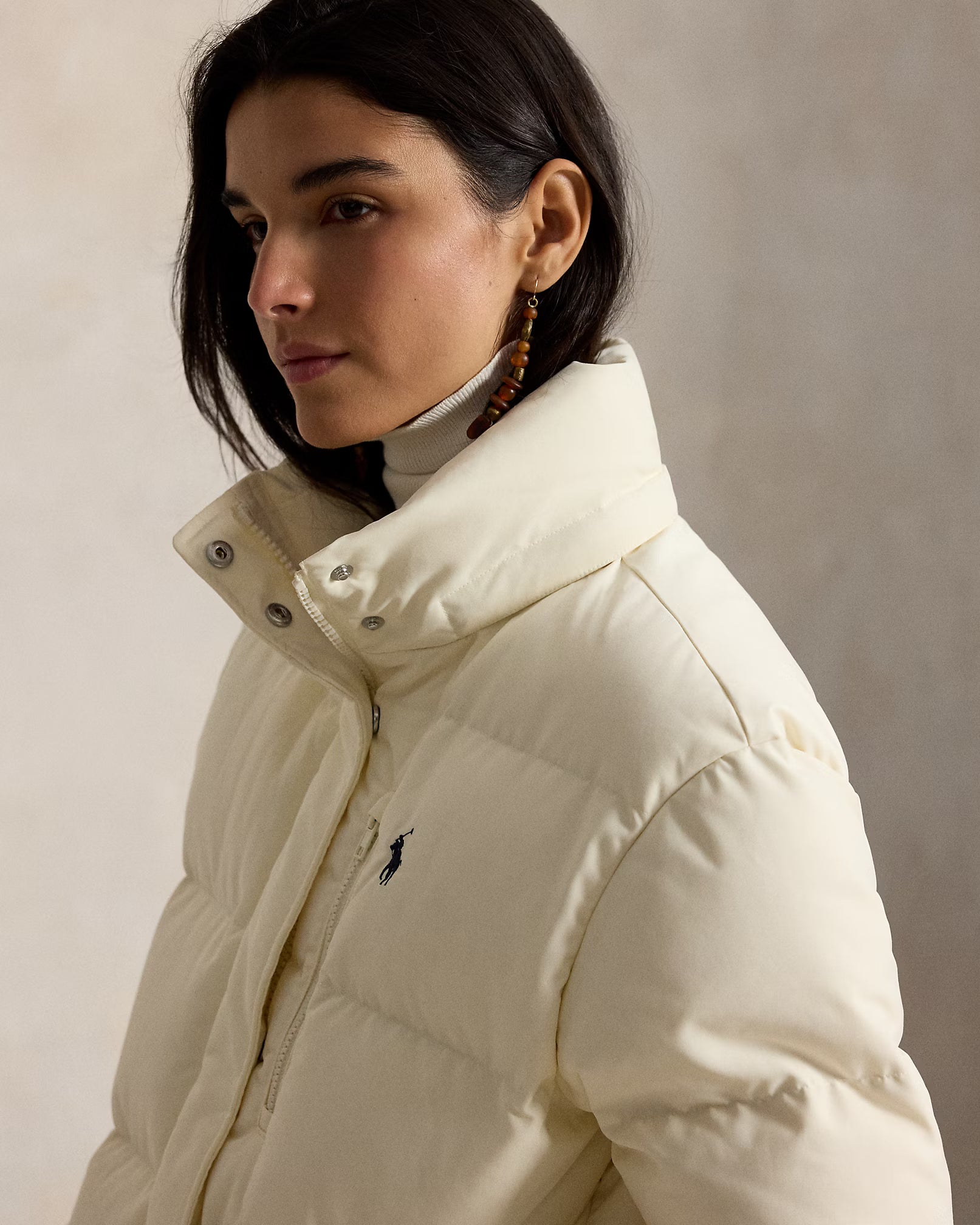 Polo Ralph Lauren Giubbotto Imbottito Medio Peso Panna