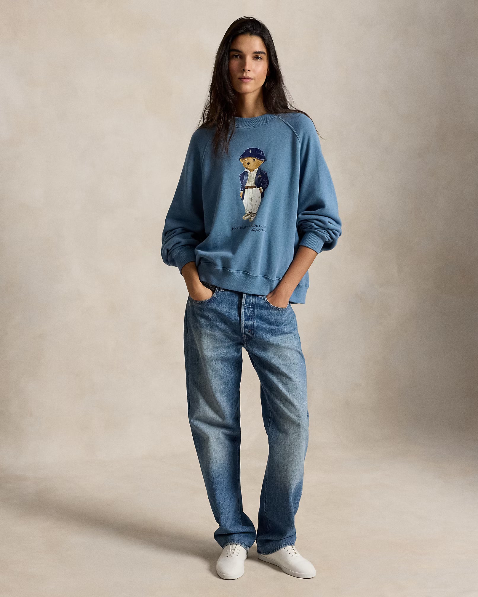 Polo Ralph Lauren Felpa Leggera Polo Bear Girocollo Blu Sahara