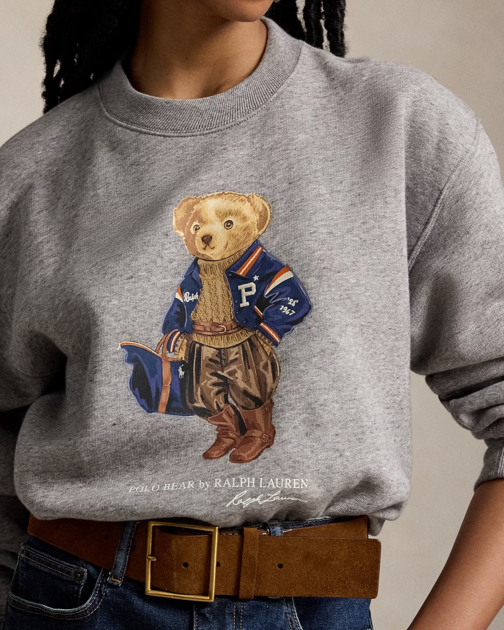 Polo Ralph Lauren Felpa Polo Bear Girocollo Melange Vintage Scuro