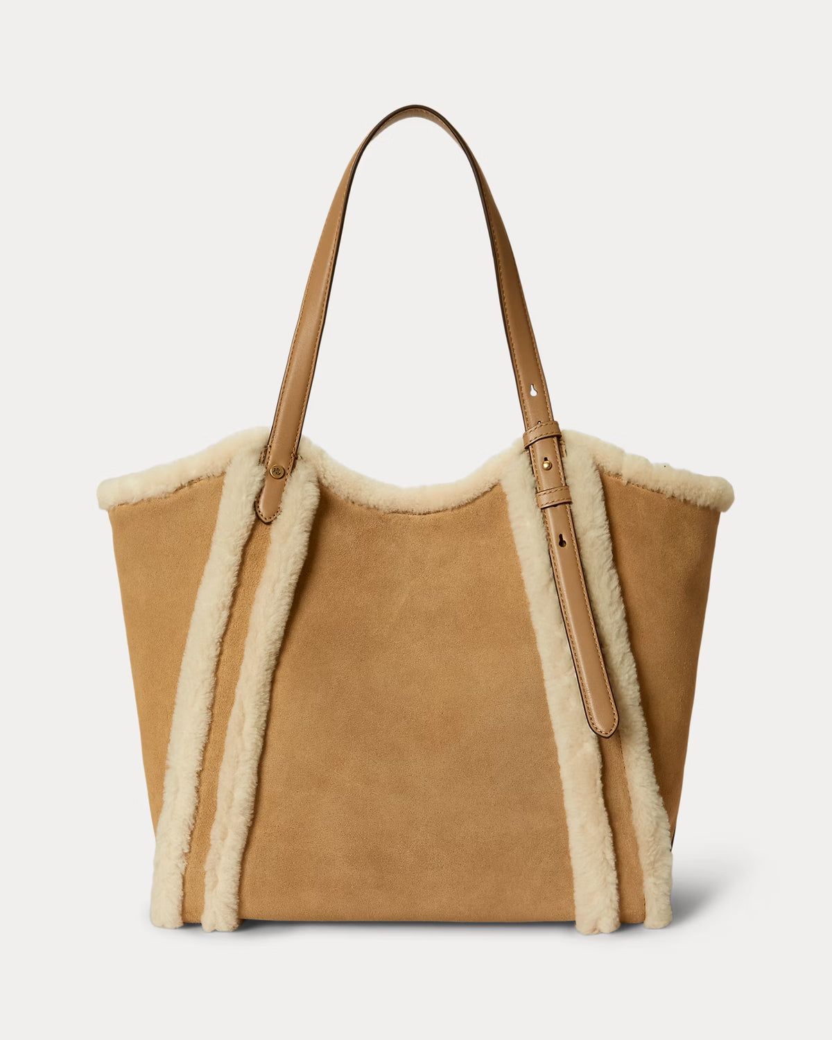 Lauren Ralph Lauren Borsa Tote Tasha Con Finitura Shearling Cammello