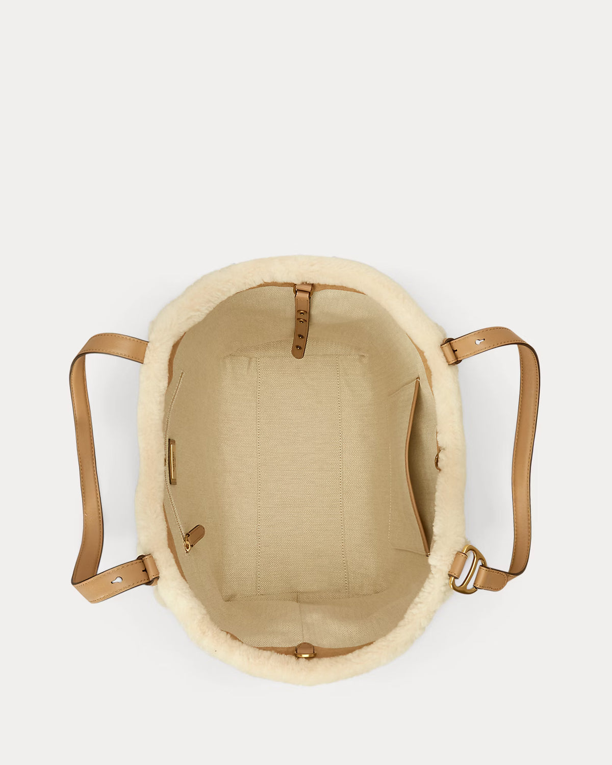 Lauren Ralph Lauren Borsa Tote Tasha Con Finitura Shearling Cammello
