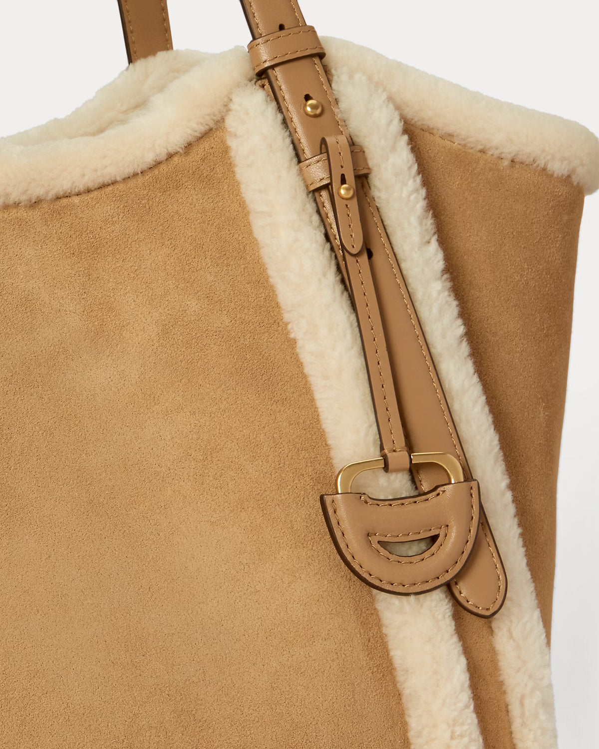 Lauren Ralph Lauren Borsa Tote Tasha Con Finitura Shearling Cammello