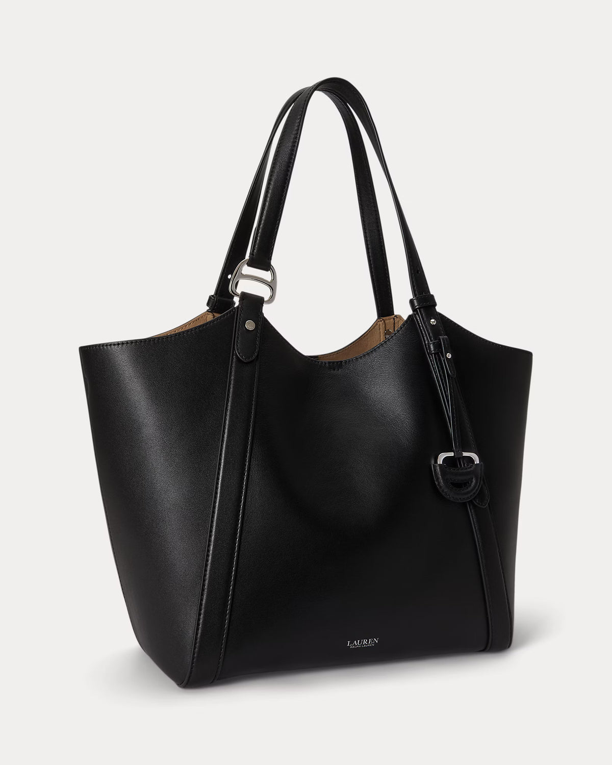 Lauren Ralph Lauren Borsa Tote Tasha In Cuoio Nappa Nera