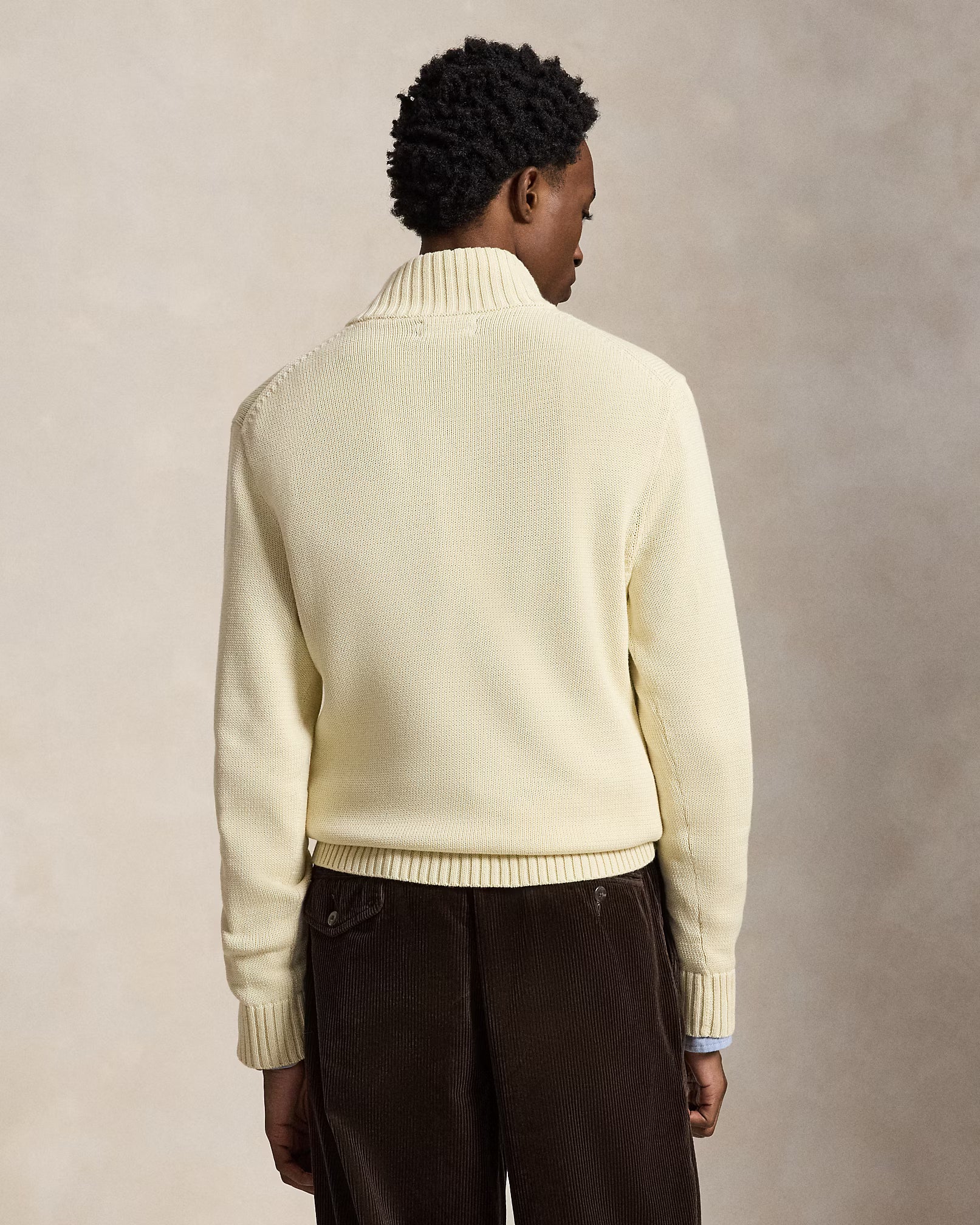 Polo Ralph Lauren Maglia In Cotone Con Mezza Zip Panna