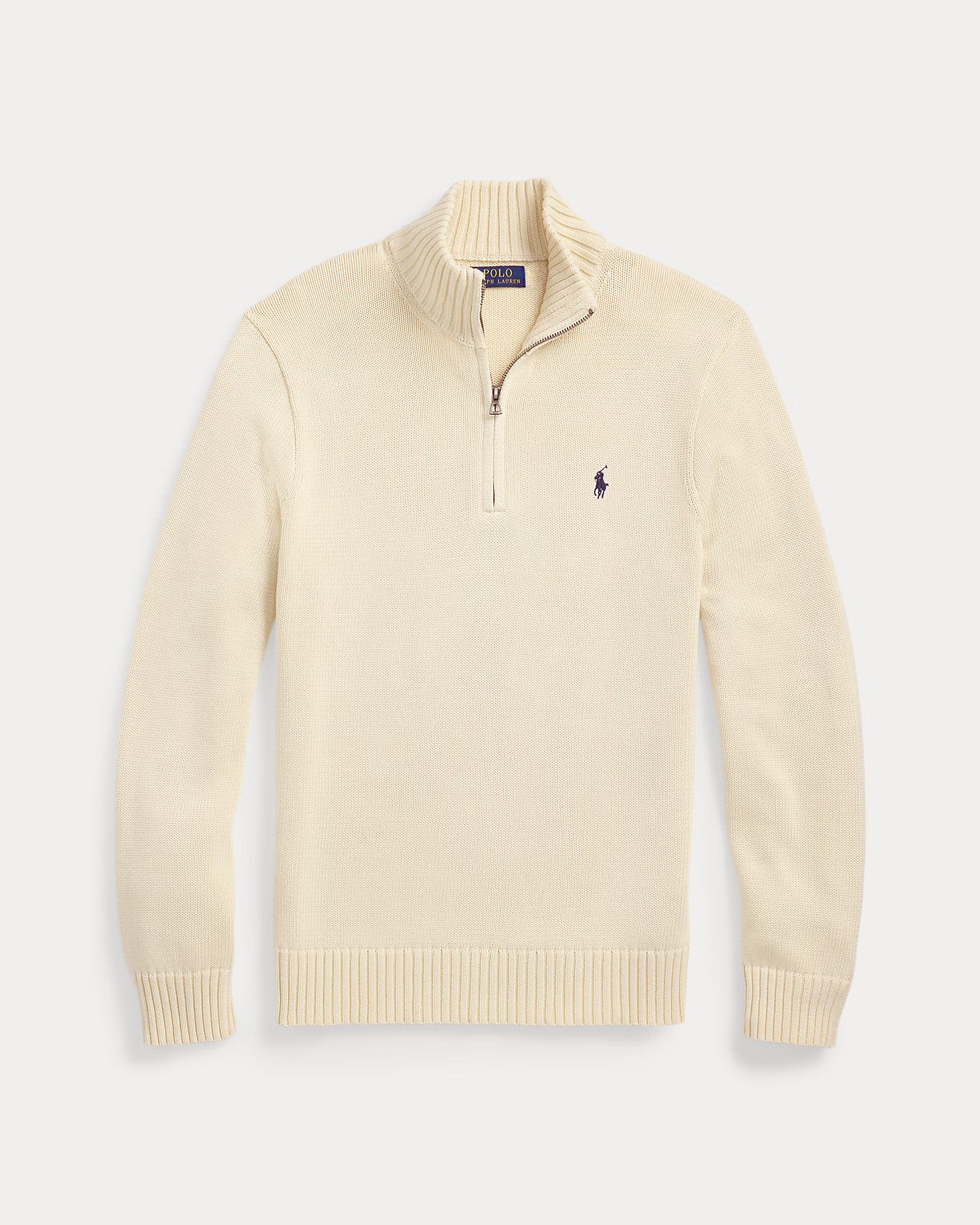 Polo Ralph Lauren Maglia In Cotone Con Mezza Zip Panna