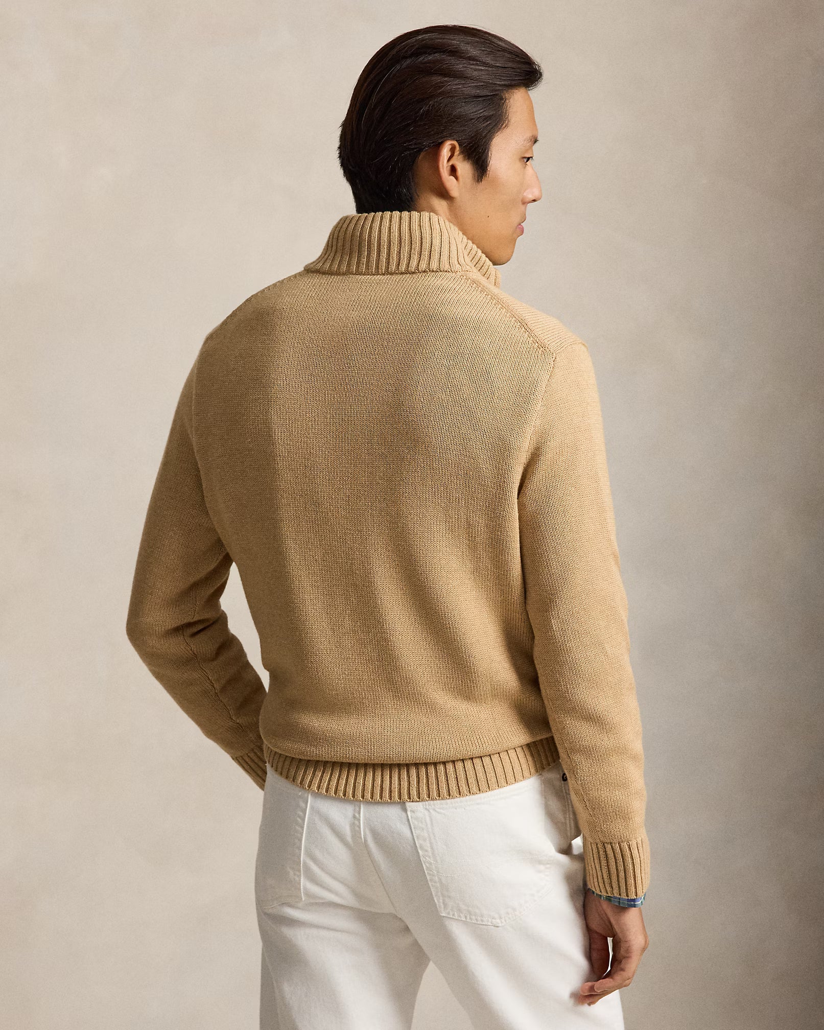 Polo Ralph Lauren Maglia In Cotone Con Mezza Zip Camel