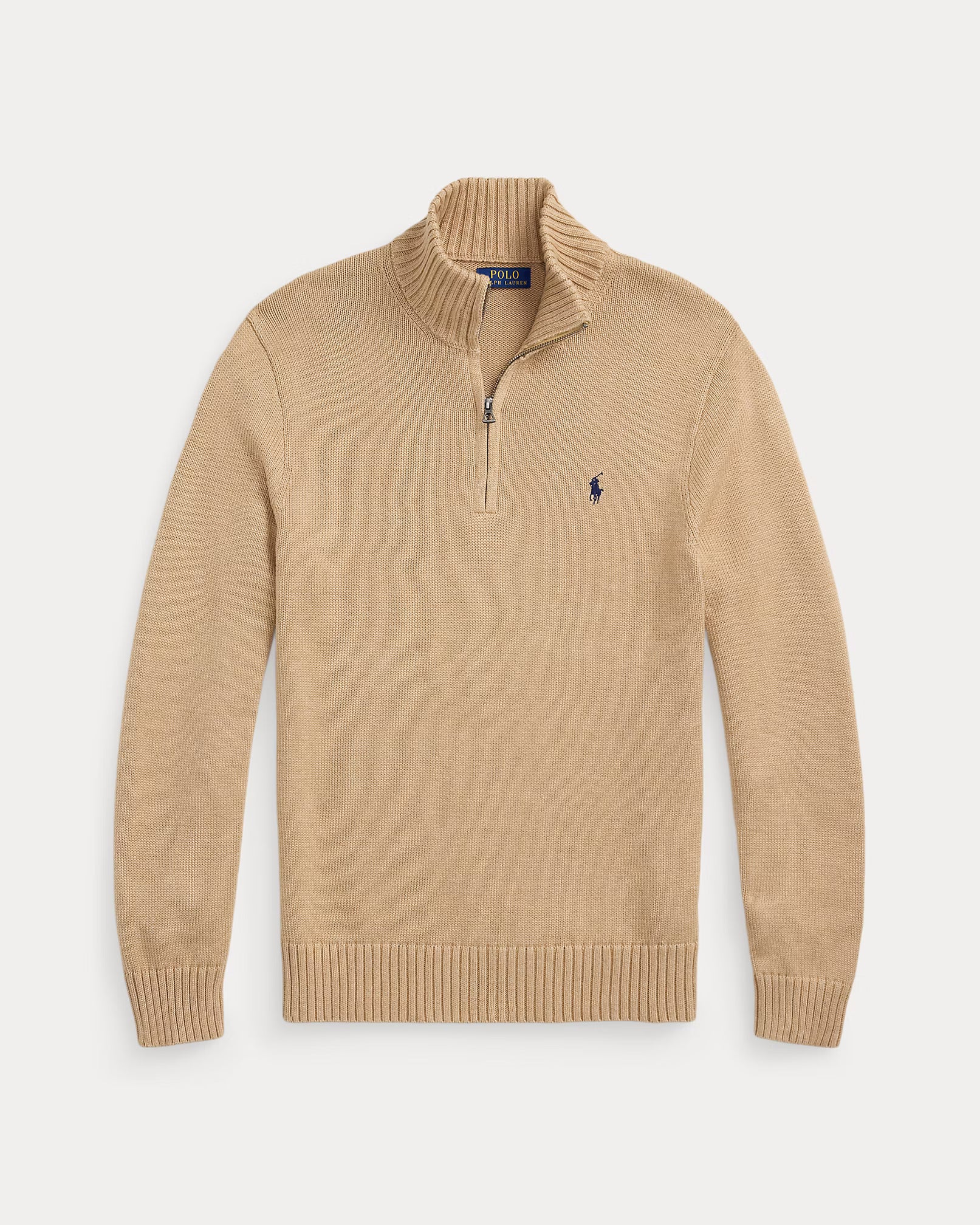 Polo Ralph Lauren Maglia In Cotone Con Mezza Zip Camel
