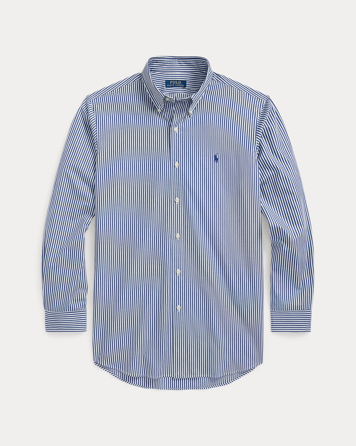 Polo Ralph Lauren Camicia In Popeline Stretch A RIghe Blu Bianco
