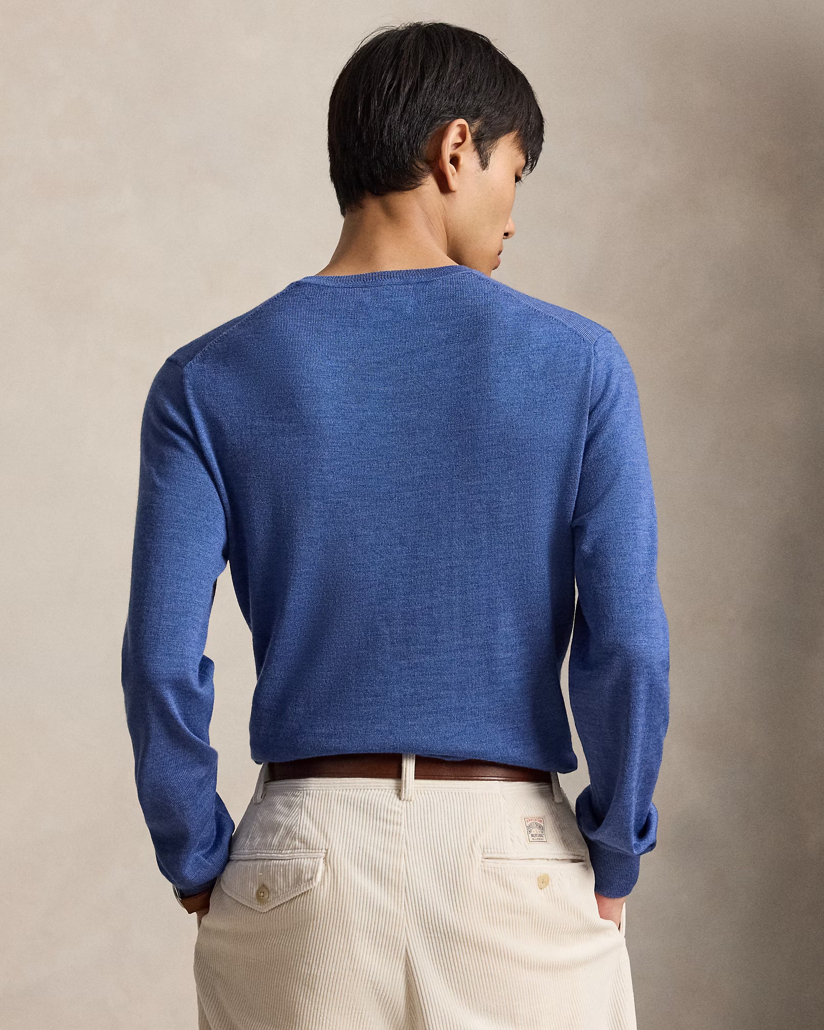 Polo Ralph Lauren Maglia Girocollo In Lana Lavabile Blu Nitido Melange