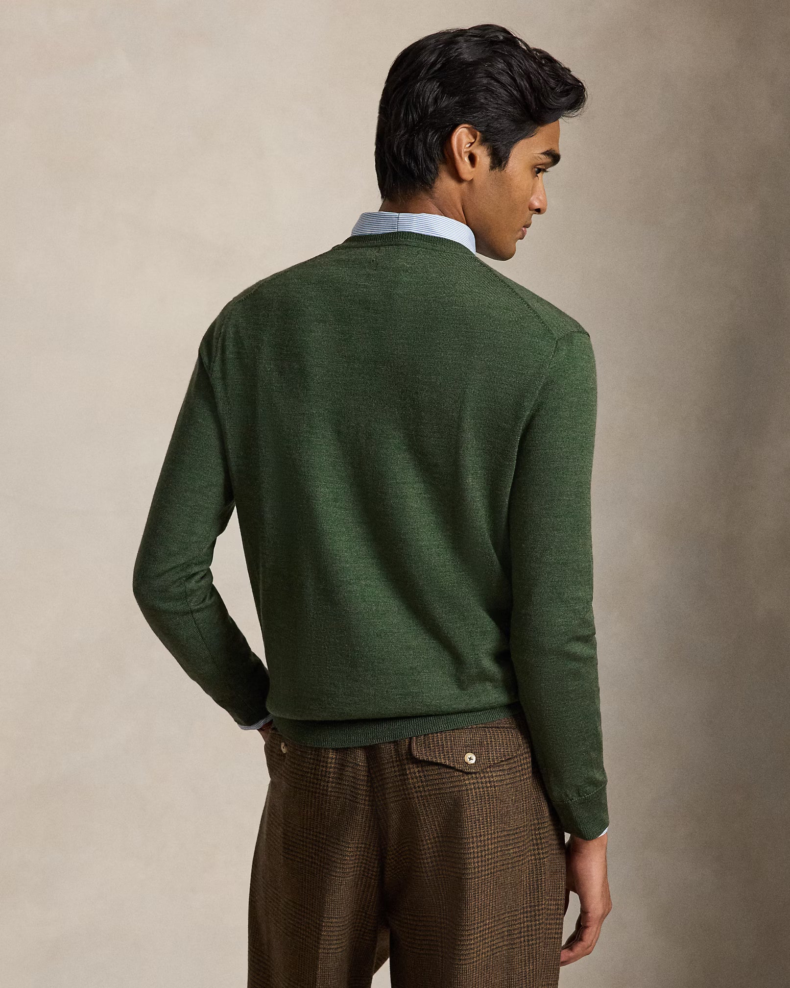 Polo Ralph Lauren Maglia Girocollo In Lana Lavabile Verde Pino