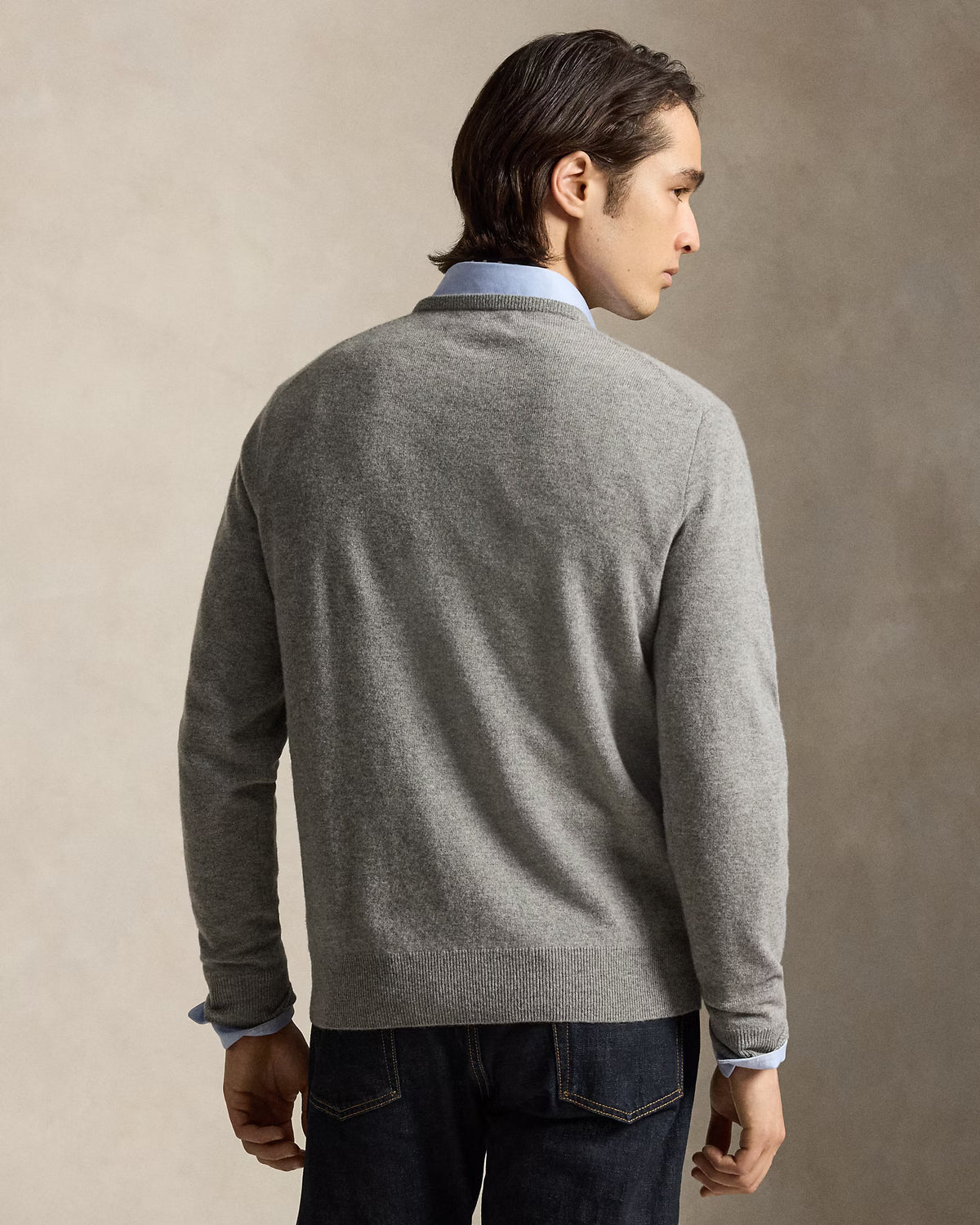 Polo Ralph Lauren Maglia Girocollo In Lana Grigio Melange