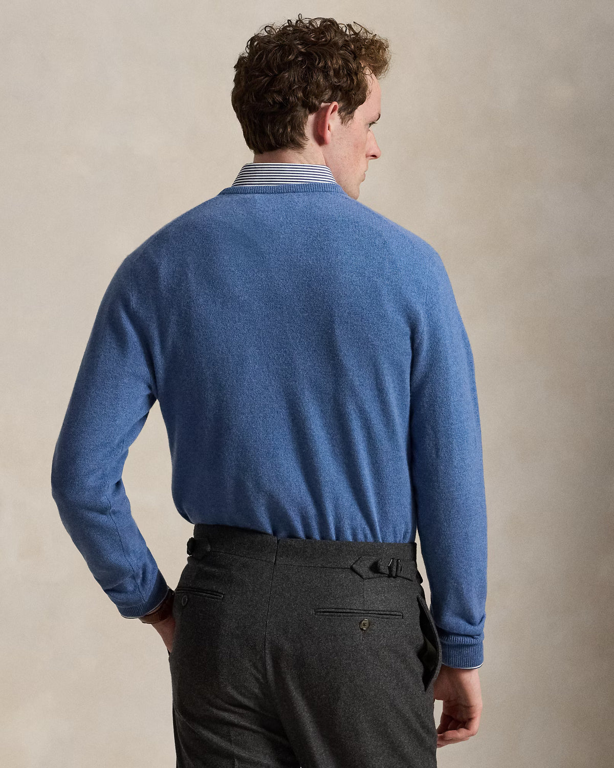 Polo Ralph Lauren Maglia Girocollo In Lana Blu Borragine Melange
