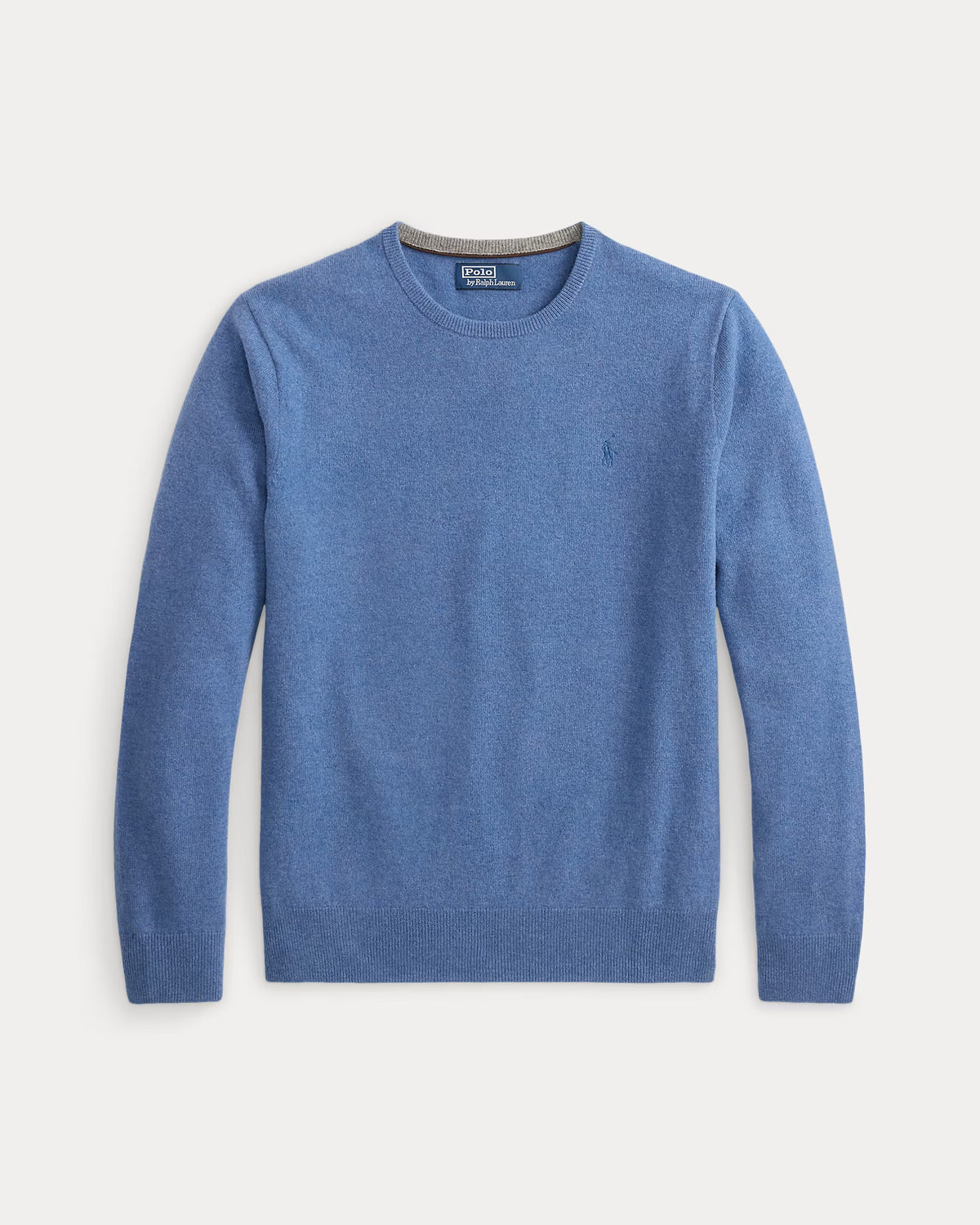 Polo Ralph Lauren Maglia Girocollo In Lana Blu Borragine Melange