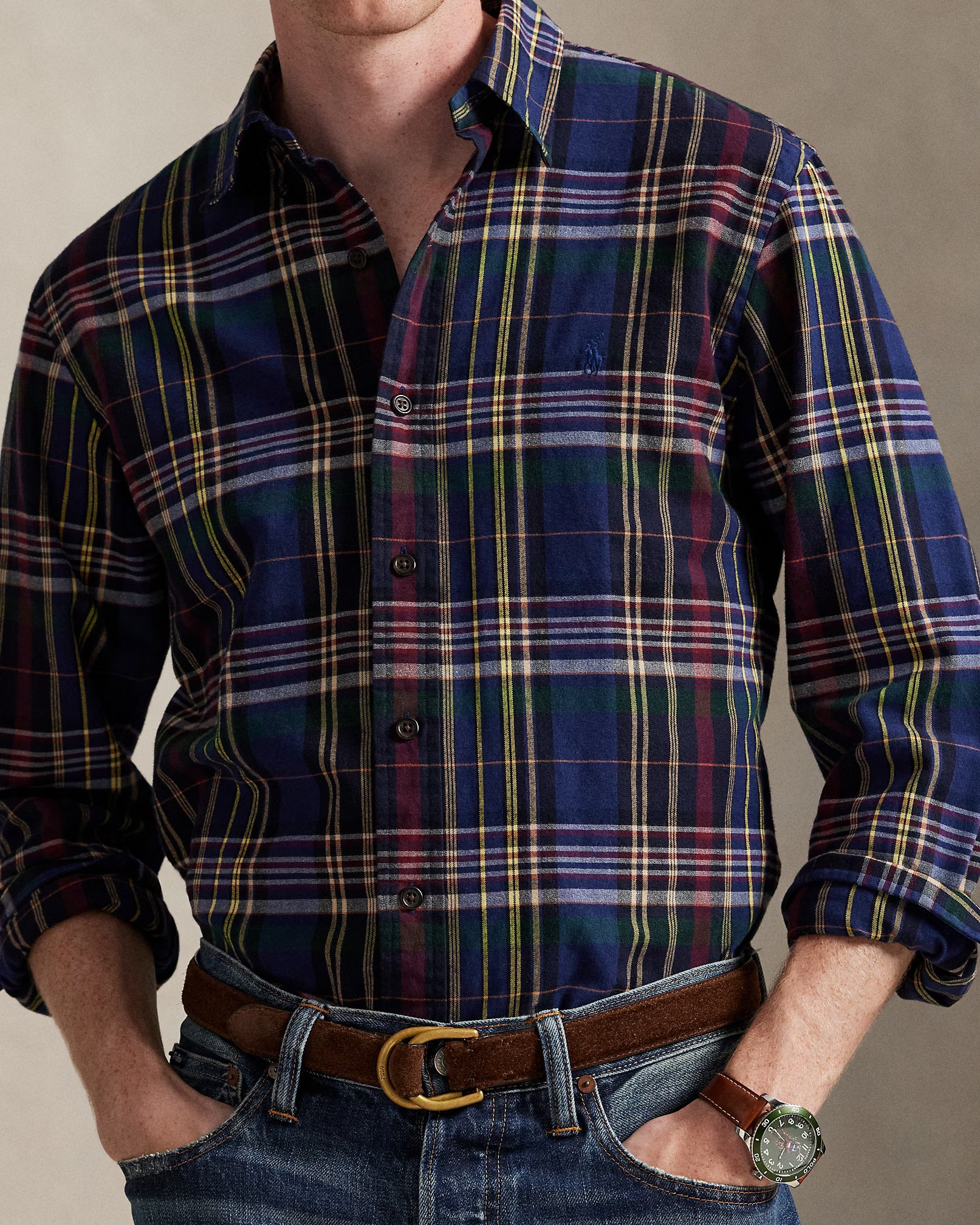 Polo Ralph Lauren Camicia Oxford A Quadri Navy Multi