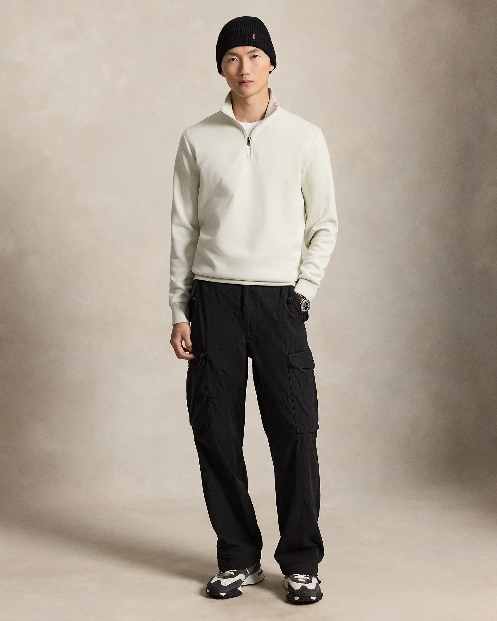 Polo Ralph Lauren Pullover Mezza Zip Maglia Doppia Ghiaia