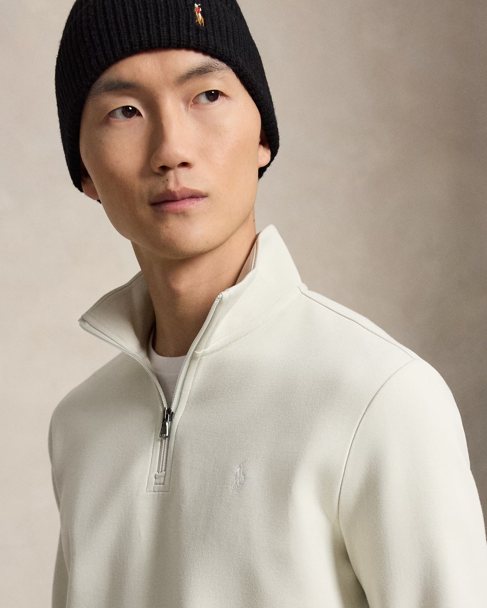 Polo Ralph Lauren Pullover Mezza Zip Maglia Doppia Ghiaia