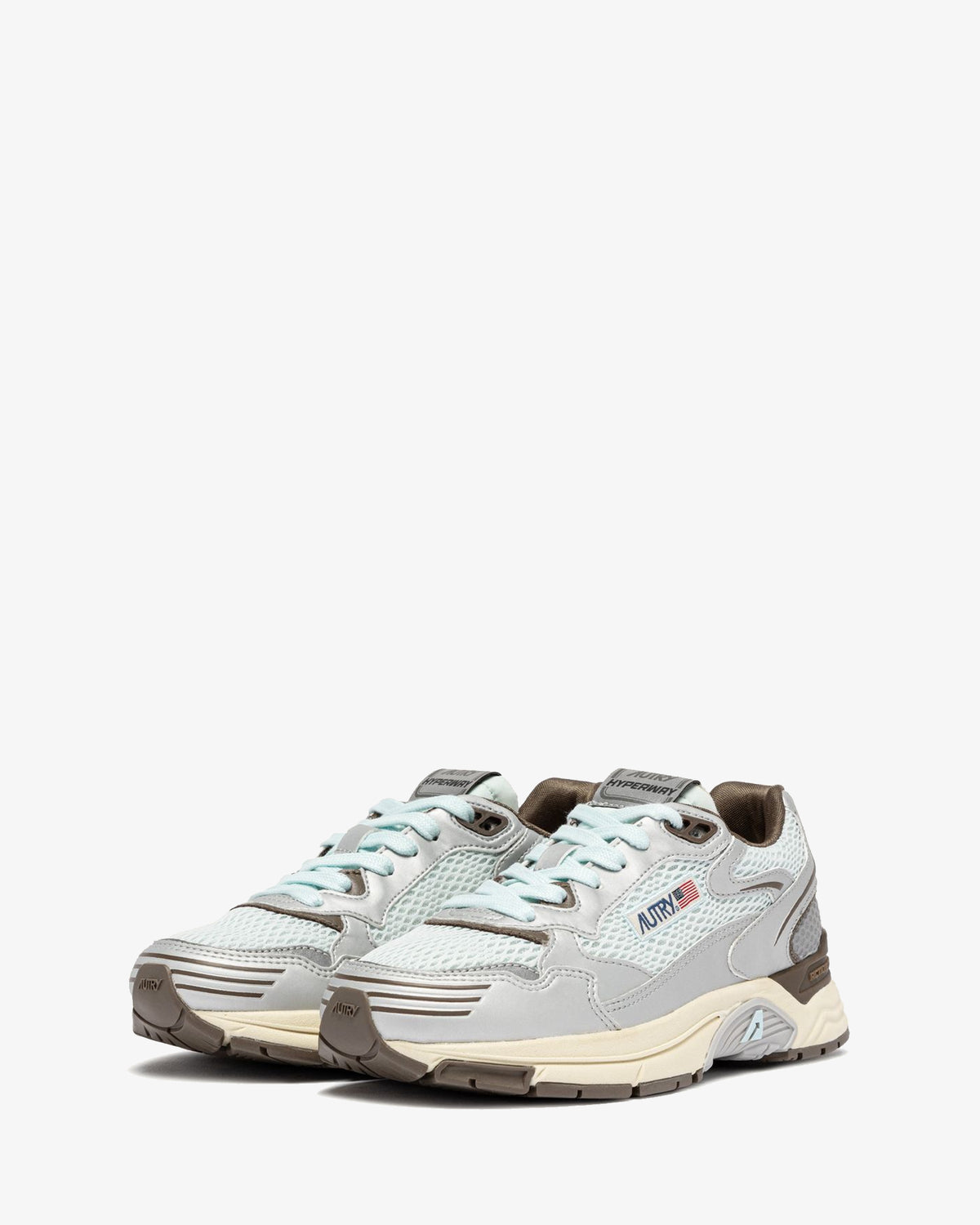 Autry Sneakers Hyperway Argento Spa Blue E Chocolate