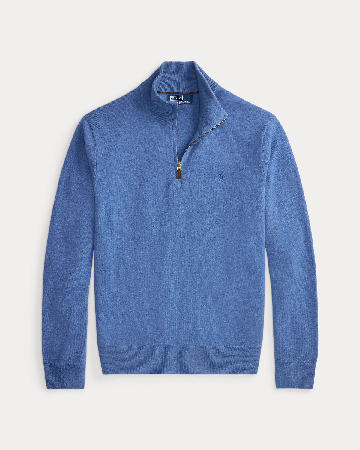 Polo Ralph Lauren Maglia In Lana Con Cerniera Blu Borragine Melange