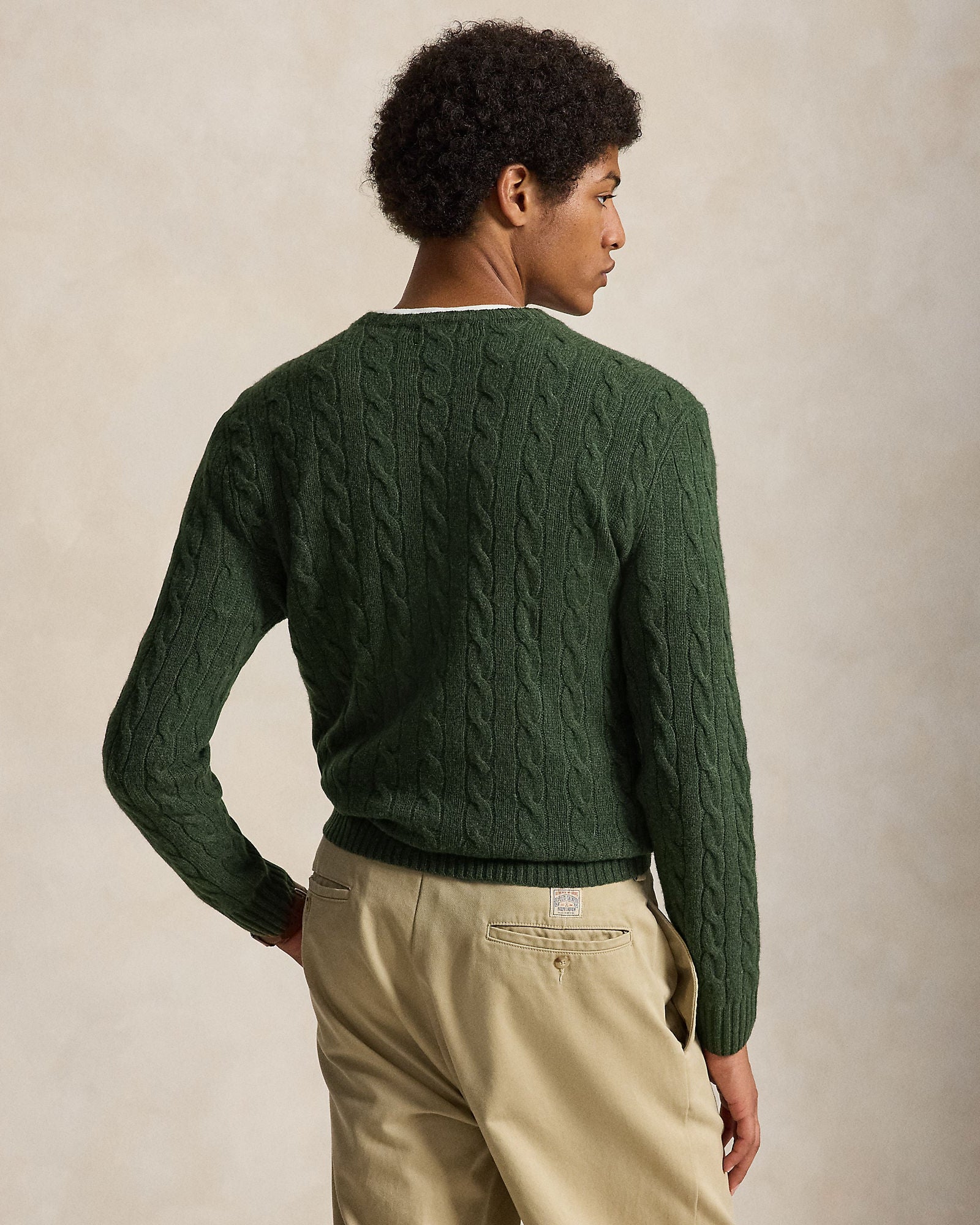 Polo Ralph Lauren Maglia In Lana E Cashmere A Trecce Verde Pino