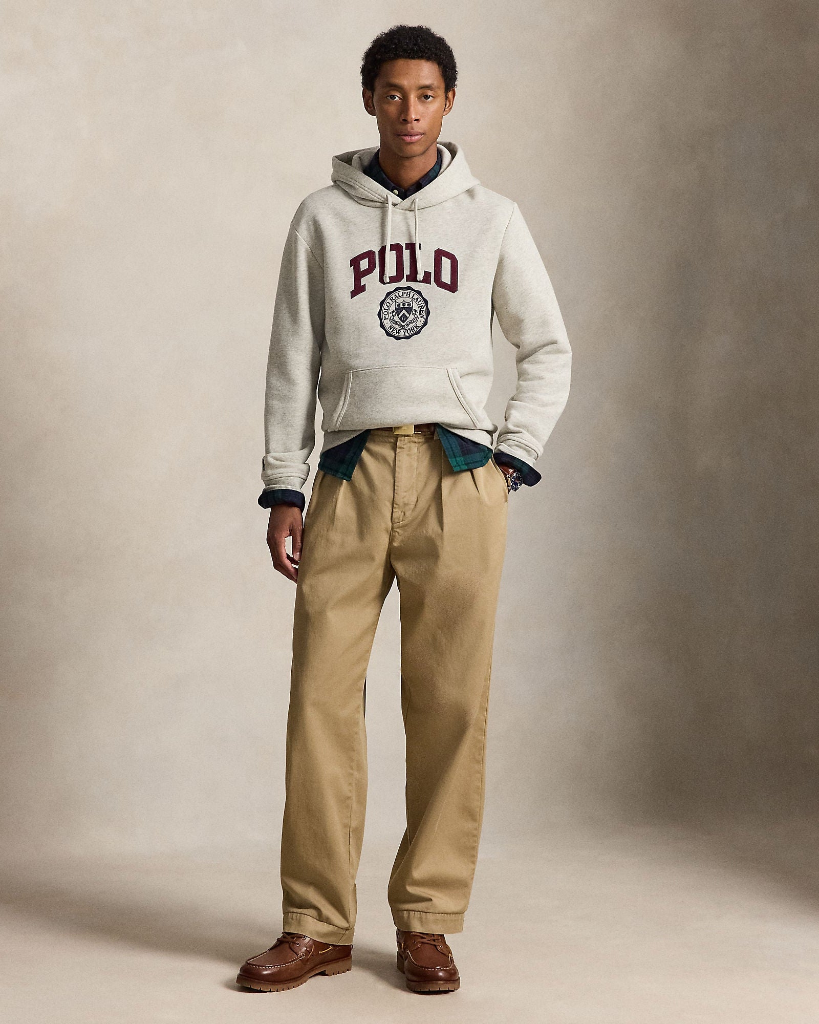 Polo Ralph Lauren Felpa Con Cappuccio E Logo Grigia