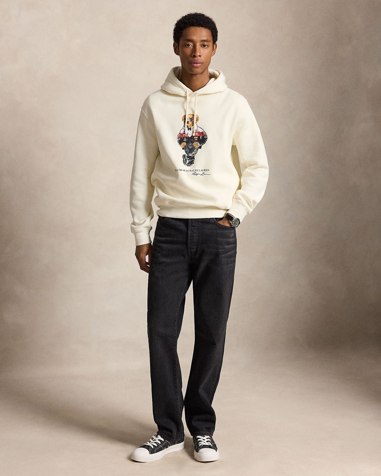 Polo Ralph Lauren Felpa Polo Bear Con Cappuccio Panna